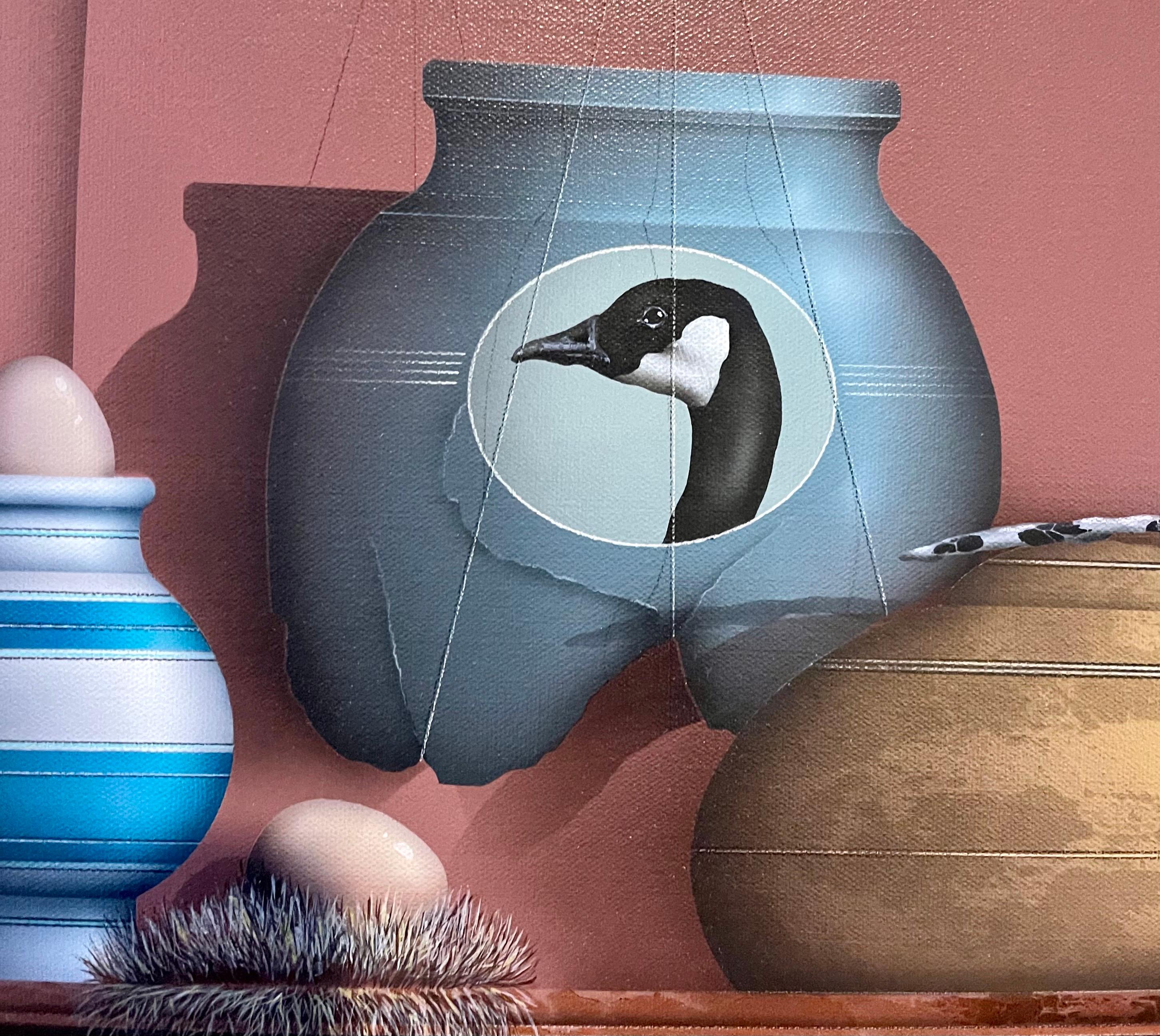 Pintura al aerógrafo trampantojo sobre lienzo Señuelo de pesca para patos James Carter en venta 1