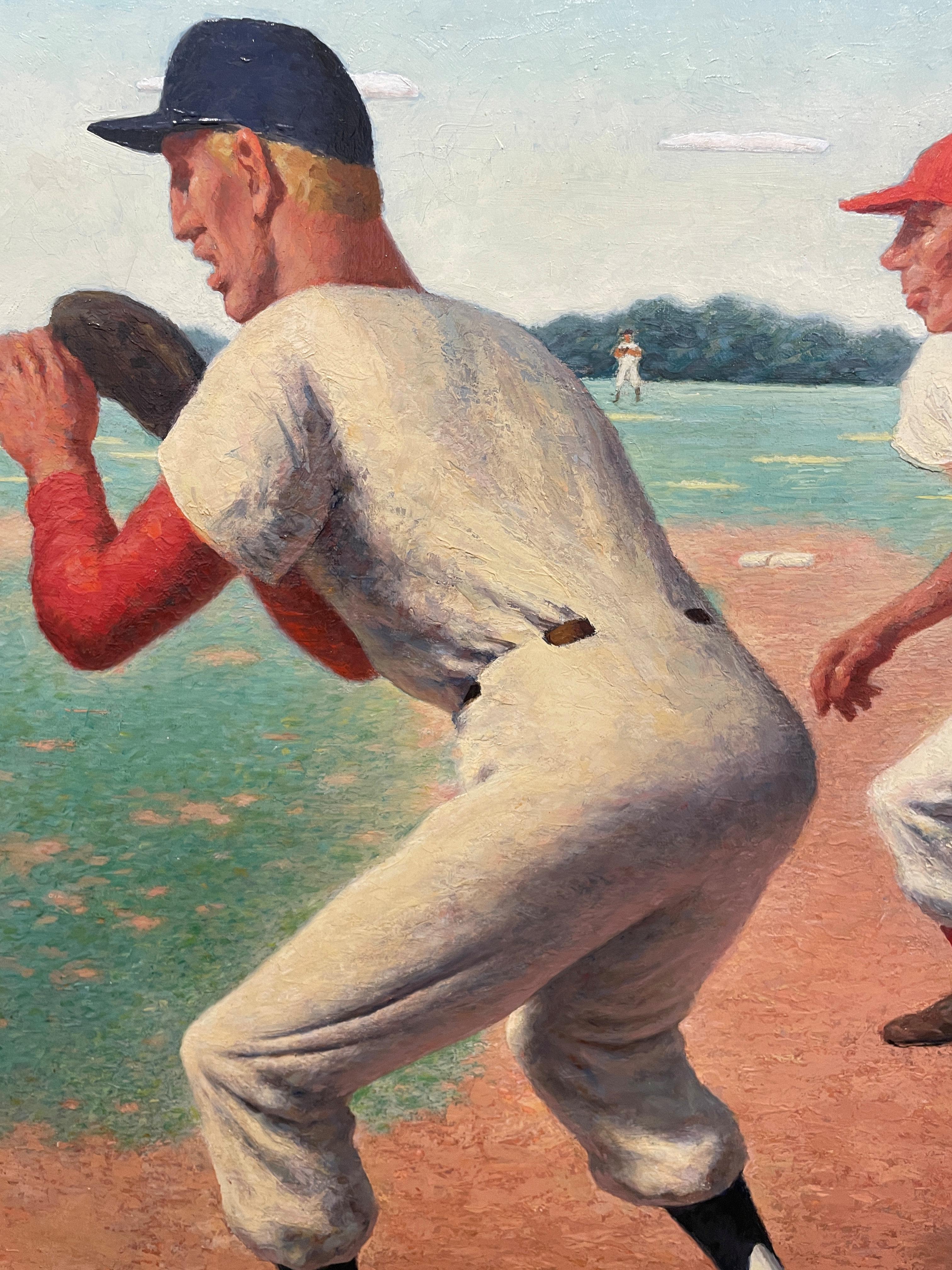 „Man on First“ James Chapin, Baseballsport, Figurative WPA, amerikanische Szene im Angebot 2