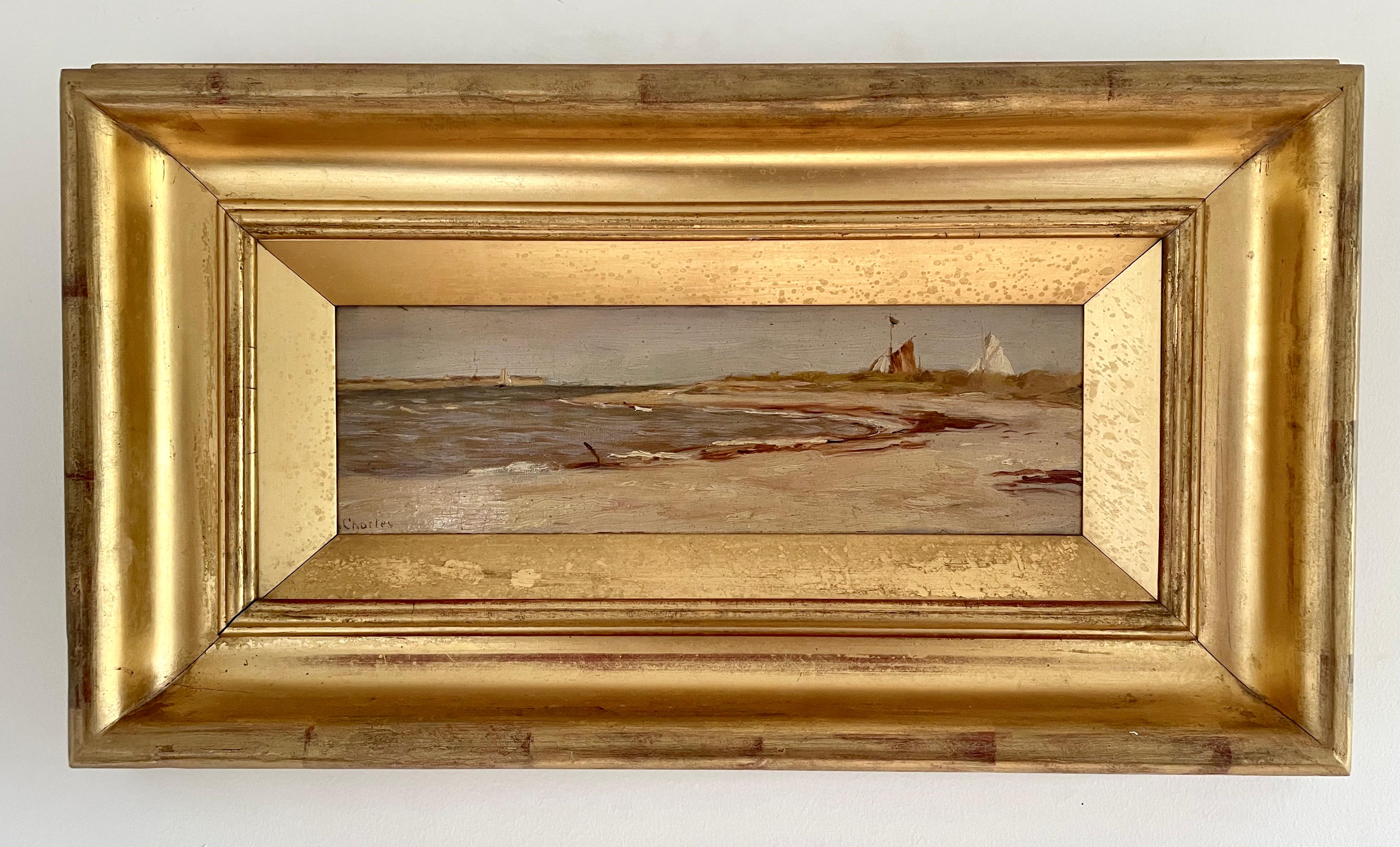 James Charles – viktorianisches britisches Marine-Ölgemälde von Selsey Bill, Sussex im Angebot 1