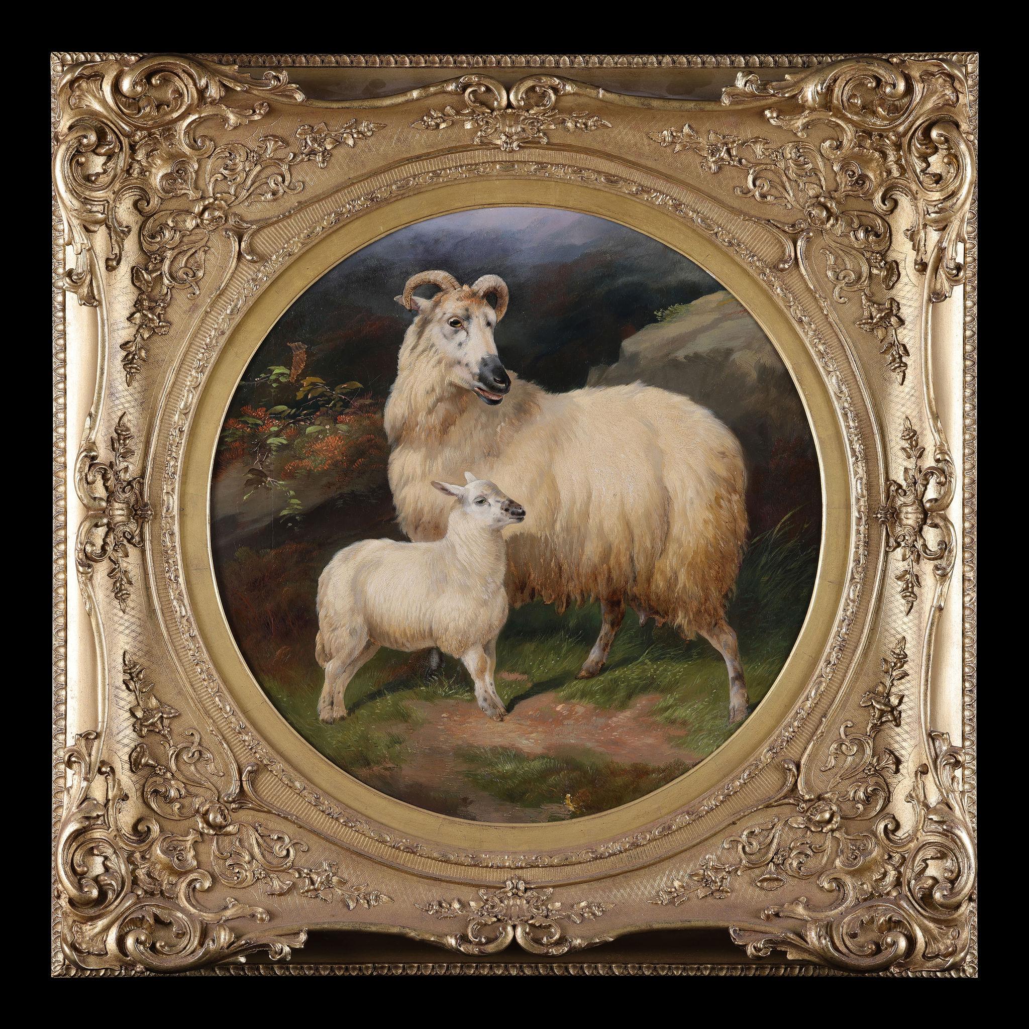 A Ram with its Lamb - Painting by James Charles Morris