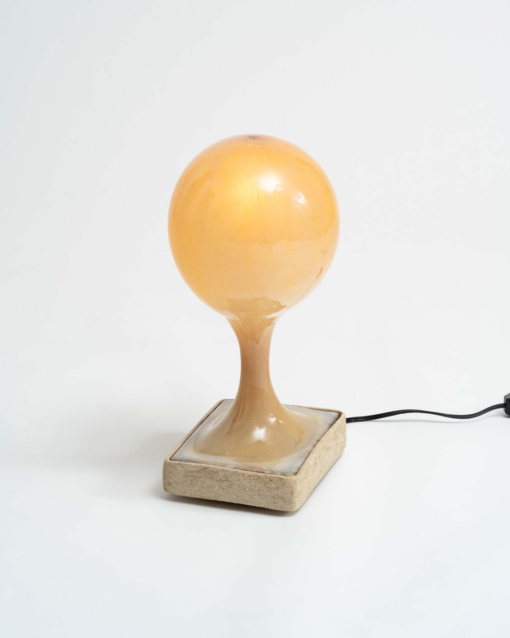 Contemporary hand-crafted, sculptural one-of-a-kind resin and organic fiber table lamp by American designer James Cherry.

The piece is made of various upcycled materials, including base-blended natural fiber pulp, coconut husks, wood, fabric and