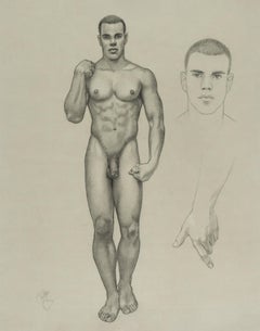Untitled ( Standender männlicher Akt mit Kopf und Armstudie)