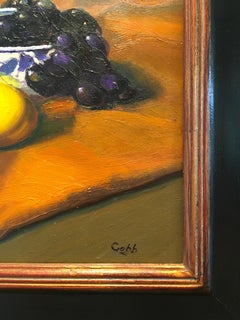"Cloisonné Vase with Black Grapes" by James Cobb; Framed 20" x 16" Oil Painting