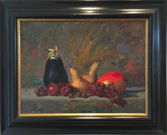 "Eggplant and Fruit" by James Cobb; Framed Oil Painting on Masonite; 2010