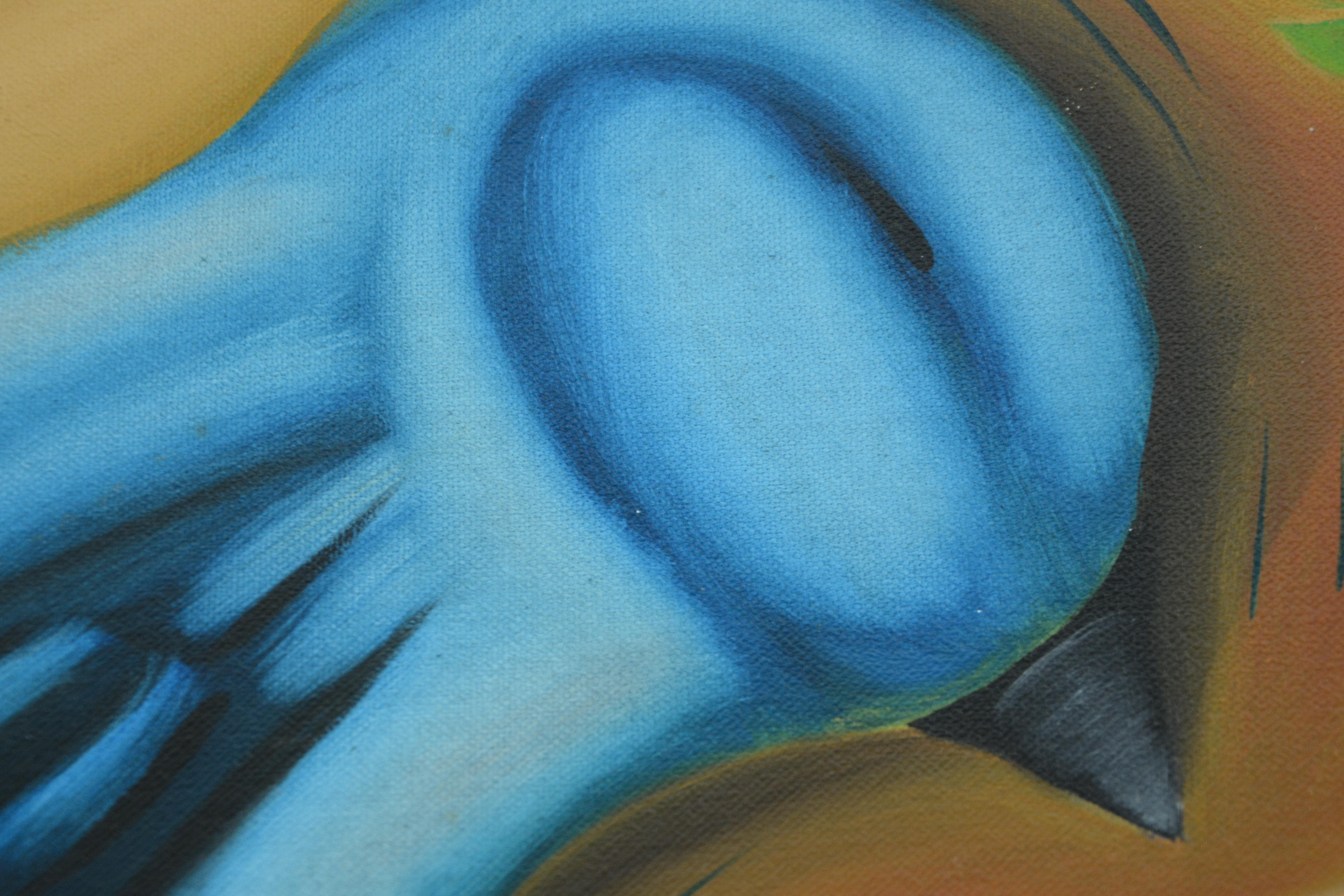 Kitty Kat, contemporary, figurative, colorful - Contemporary Painting by James Cobb
