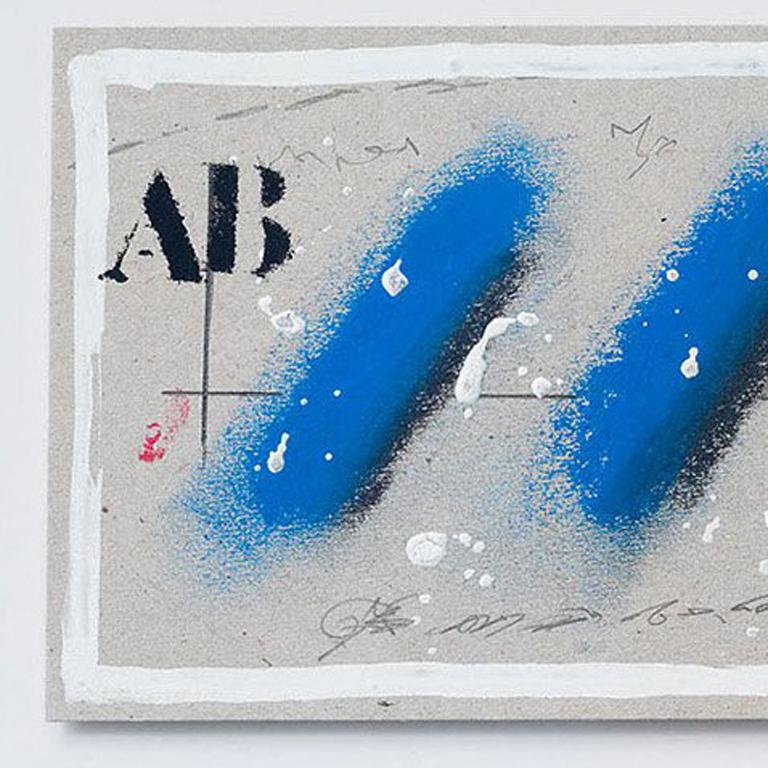 Trois bleus en diagonale. (Abstrakt), Mixed Media Art, von James Coignard