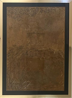French Pop Art Modernist Textured Brown Painting Abstract By James Coignard