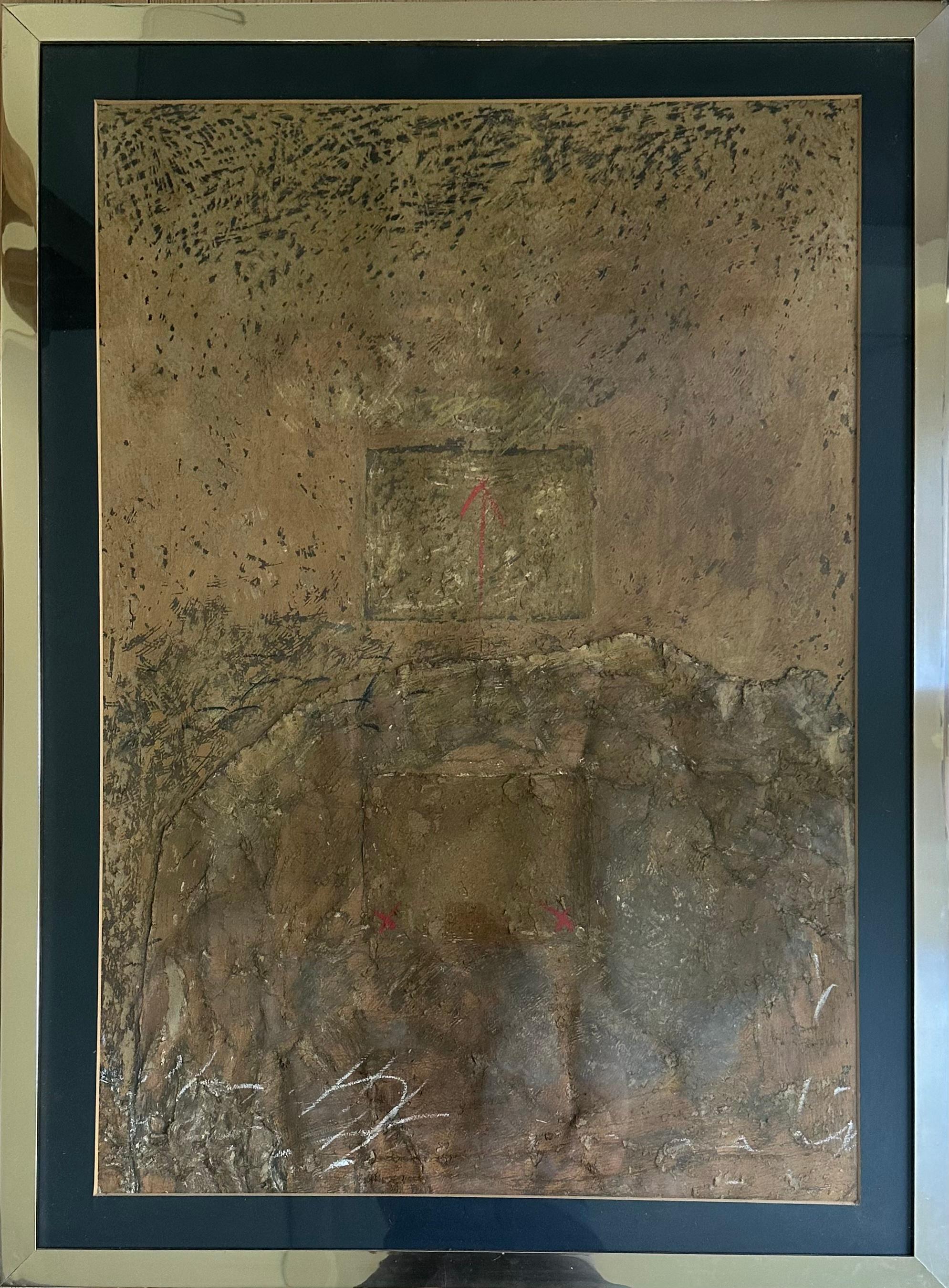 French Pop Art Modernist Textured Brown Painting Abstract By James Coignard