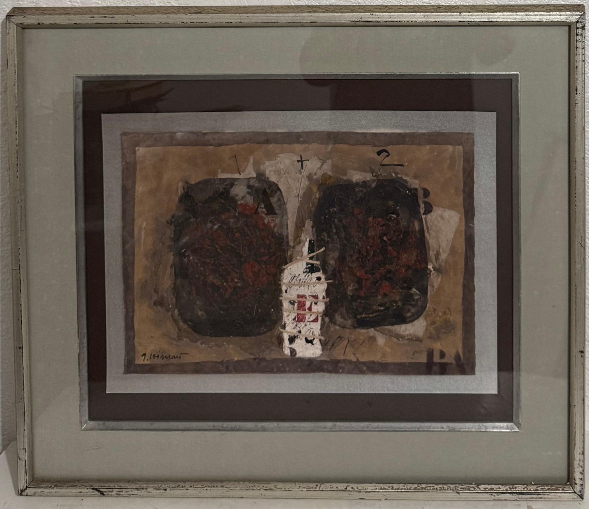 Quadro astratto a texture della Pop Art francese modernista con lettere incise in vendita 7