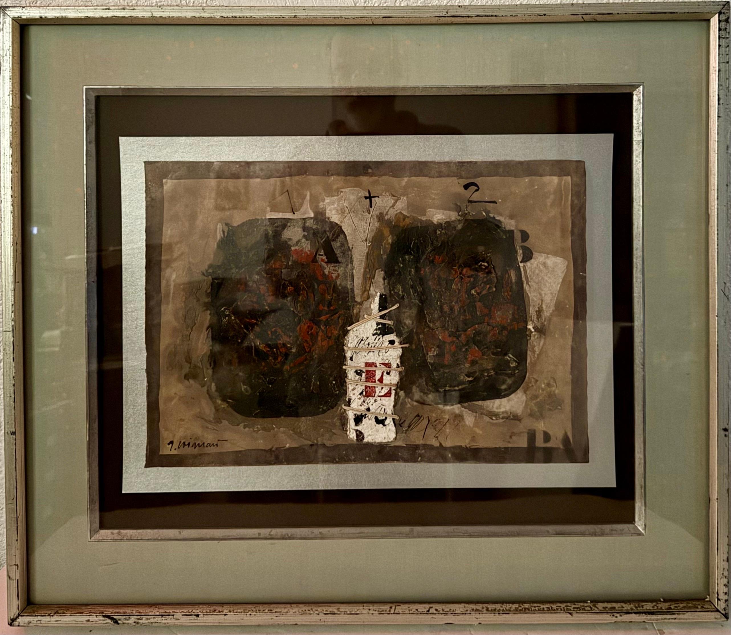 Quadro astratto a texture della Pop Art francese modernista con lettere incise in vendita 8