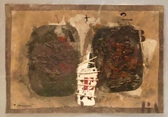 French Pop Art Modernist Textured Painting Abstract With Stencilled Letters