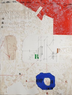 Axial du Bleu, Conceptual Hand-Colored Etching with Collage by James Coignard