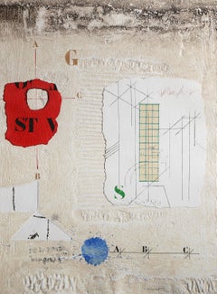 Elaboration Partielle, Conceptual Hand-Colored Etching with Collage by James Coi