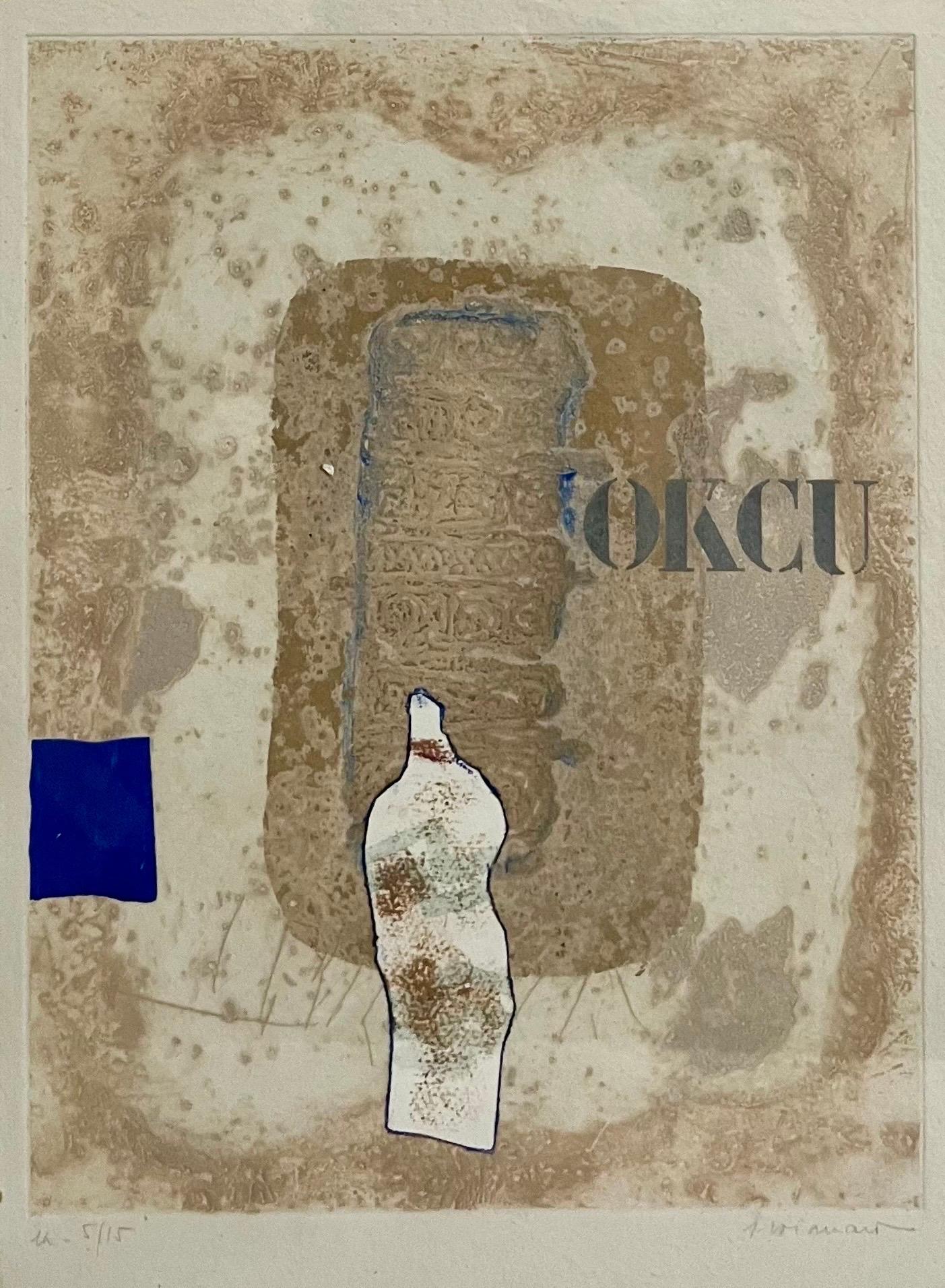 French Pop Art Modernist Textured Carborundum Etching Abstract James Coignard For Sale 1