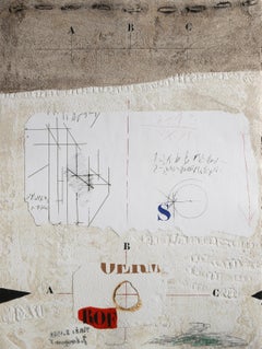 Report D'Horizontalite, Conceptual Hand-Colored Etching with Collage by James Co