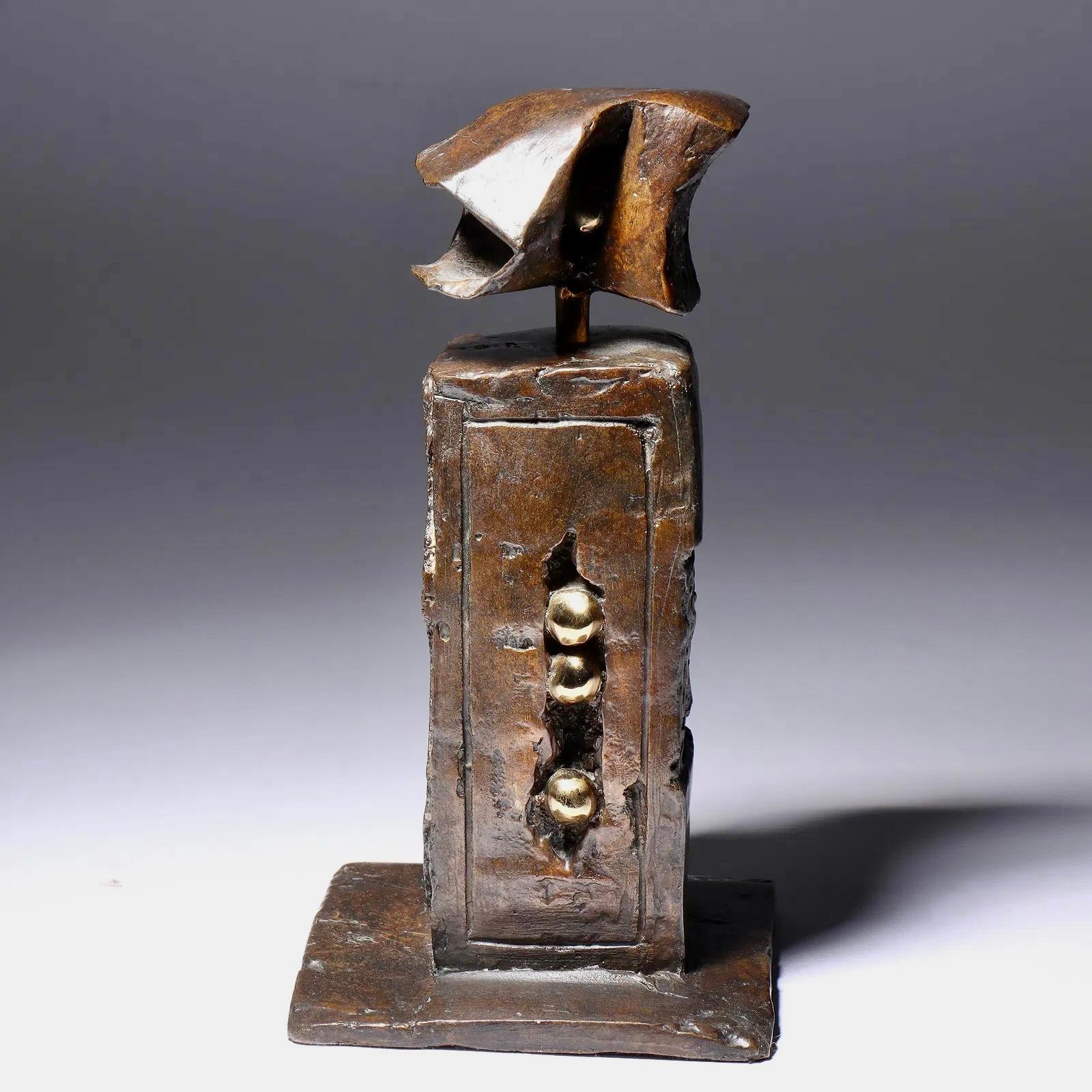 Personnage Patinated Bronze 
Artist signed edition 7/24
JAMES COIGNARD (1925-2008)
Painter of still lifes; Mised Media Painter; Collages; Sculptor; Engraver; Expressionistic style, later Abstract style James Coignard was born in Tours in France in