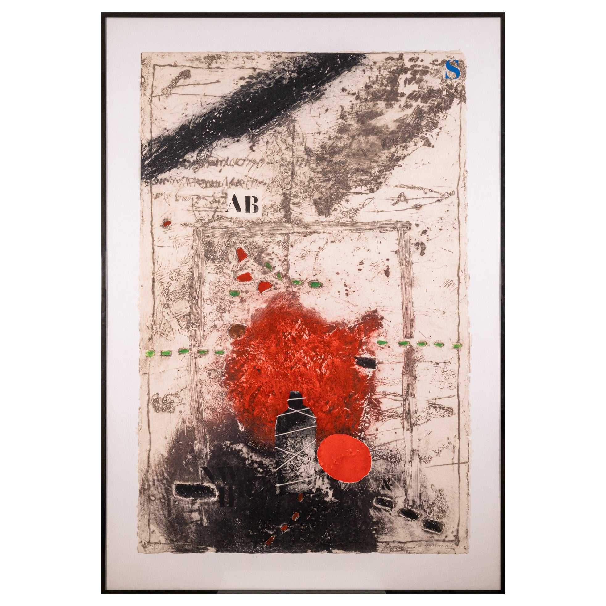 Gravure sur papier de James Coignard signée Carborundum de la série Otage et Rouge