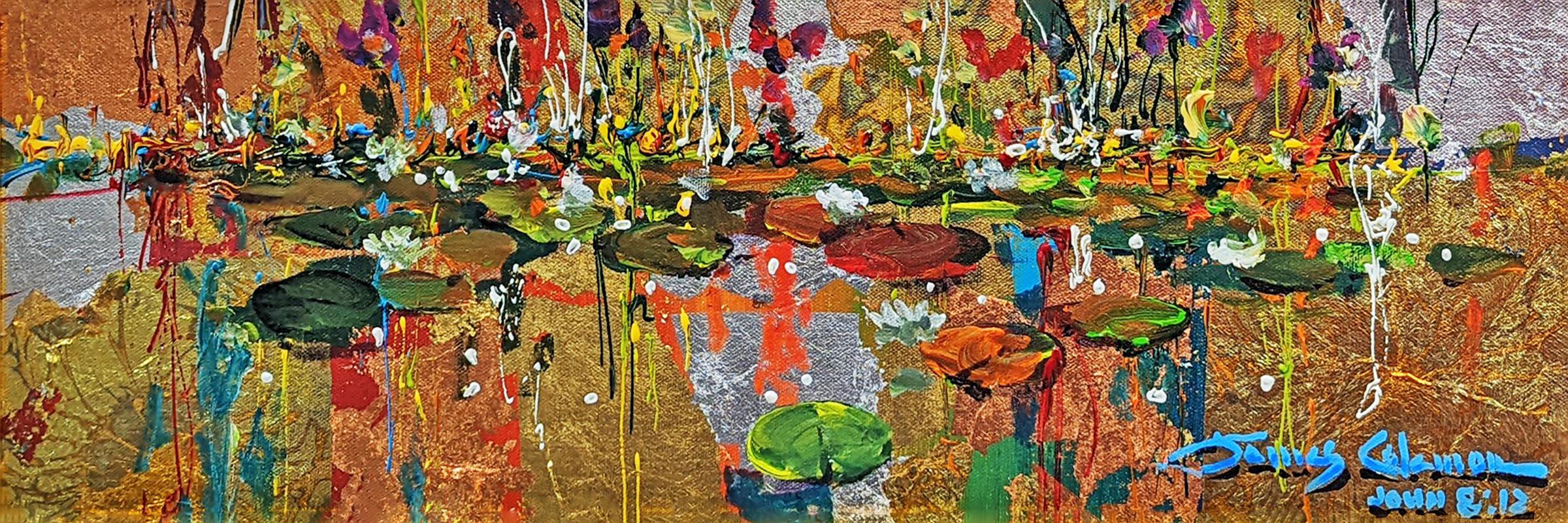 GOLD AND LILIES - Mixed Media Art by James Coleman