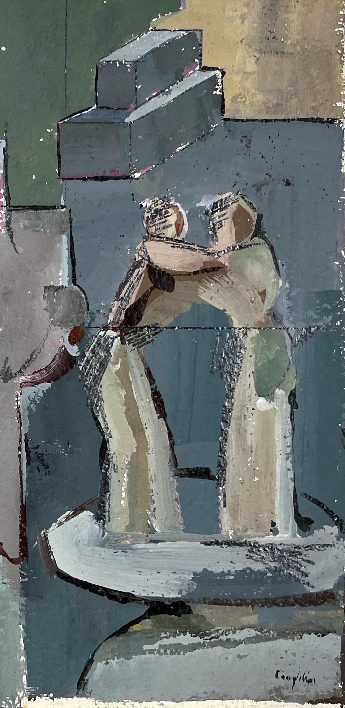 Abstrakte Figuren und Gitter – Zweiseitige Kunst – James Coughlin im Angebot 4