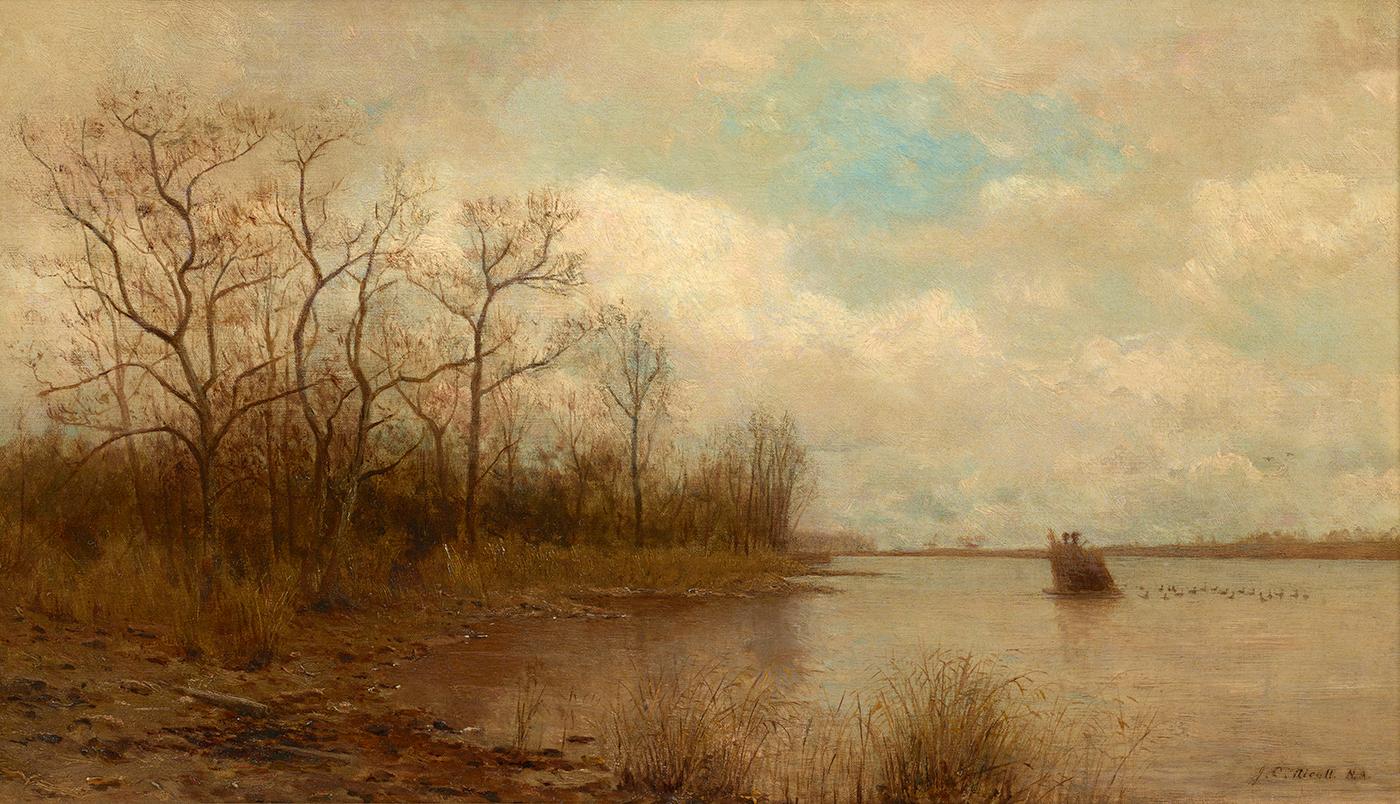 Landscape Painting de James Craig Nicoll - Escena de caza de patos