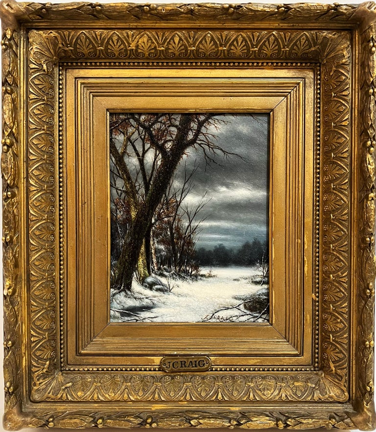 James Craig Landscape Painting - Antique Irish Winter Landscape Signed 19th Century Framed Oil Painting