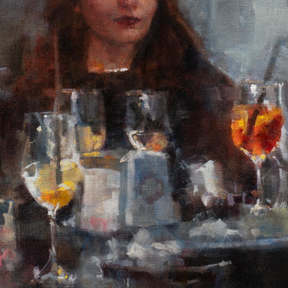 Ragazza con aperitivo n. 2
Olio su pannello di tela
16