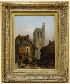 James D. Barnett (act.1855-1892) - Framed 1860 Oil, At Sens, Burgundy