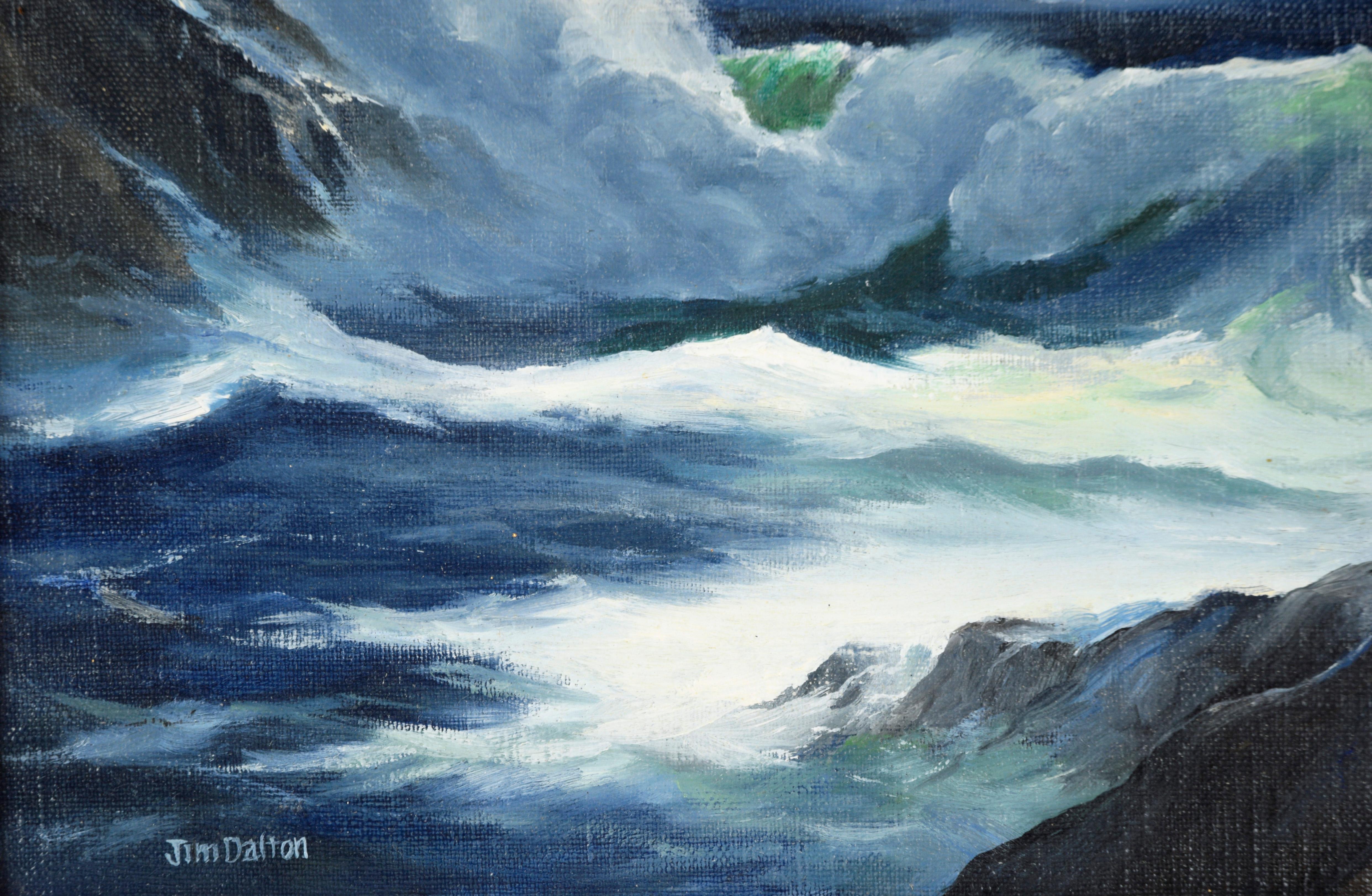 Moody Nocturne of the Monterey Coast in Oil - Painting by James Dalton