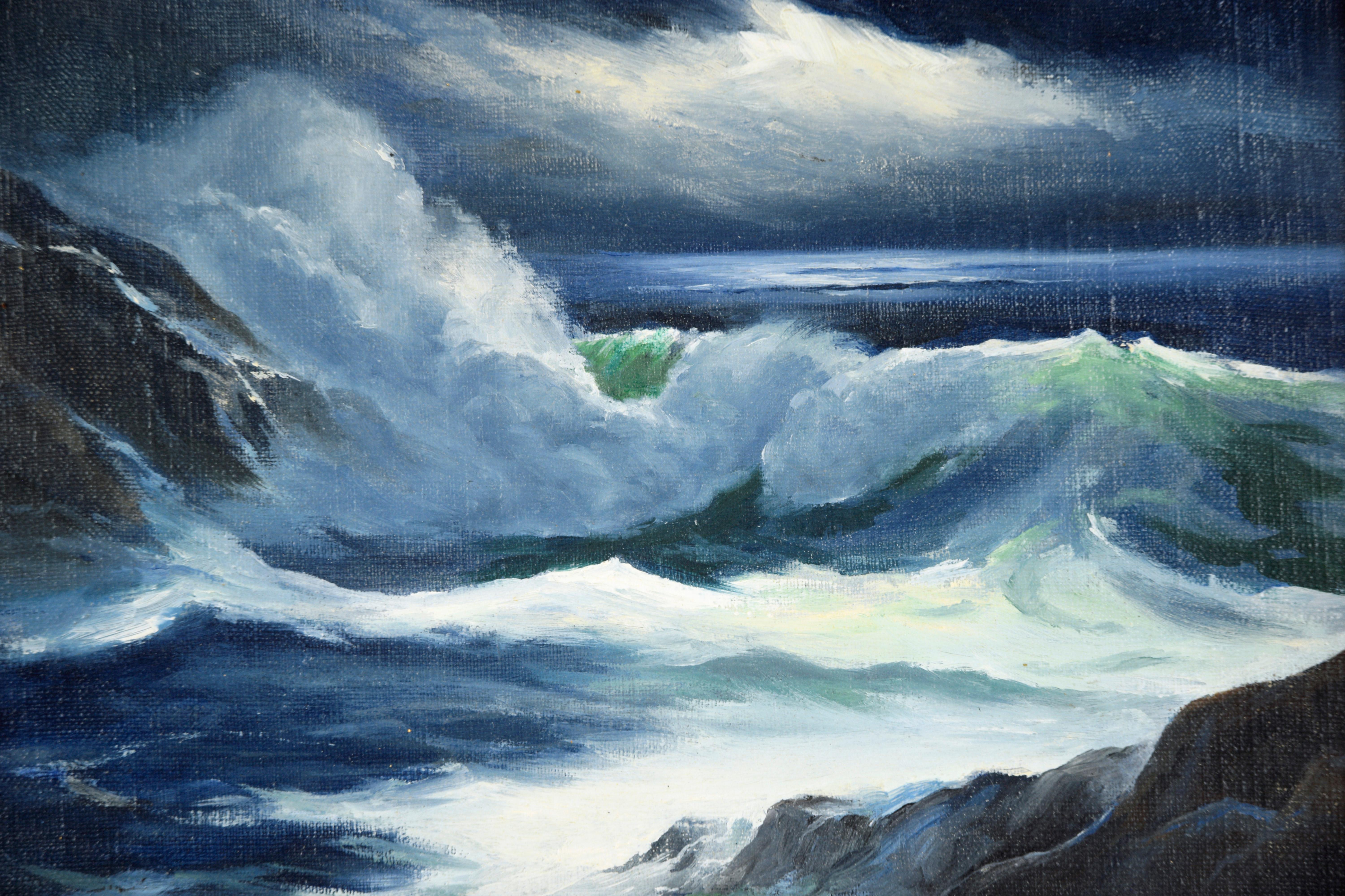 Moody Nocturne of the Monterey Coast in Oil - Impressionist Painting by James Dalton