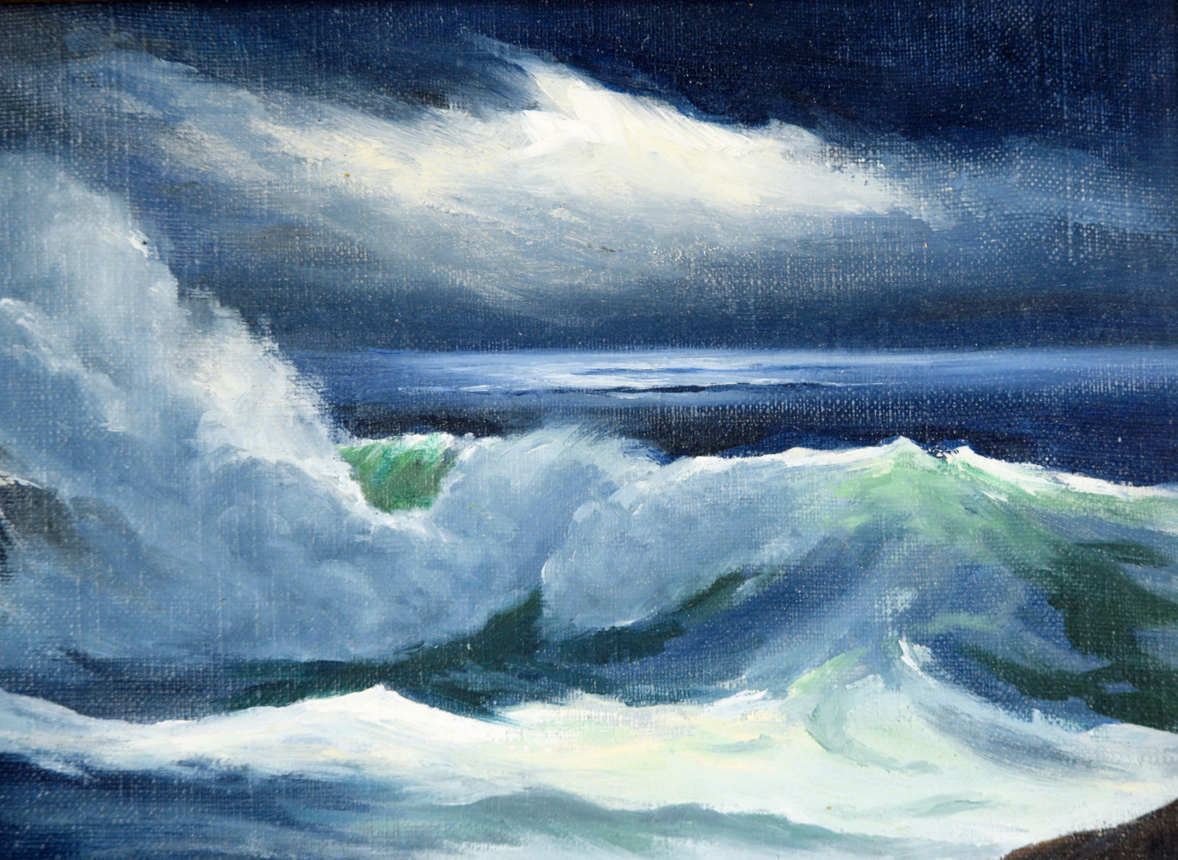 Moody Nocturne of the Monterey Coast in Oil For Sale 1