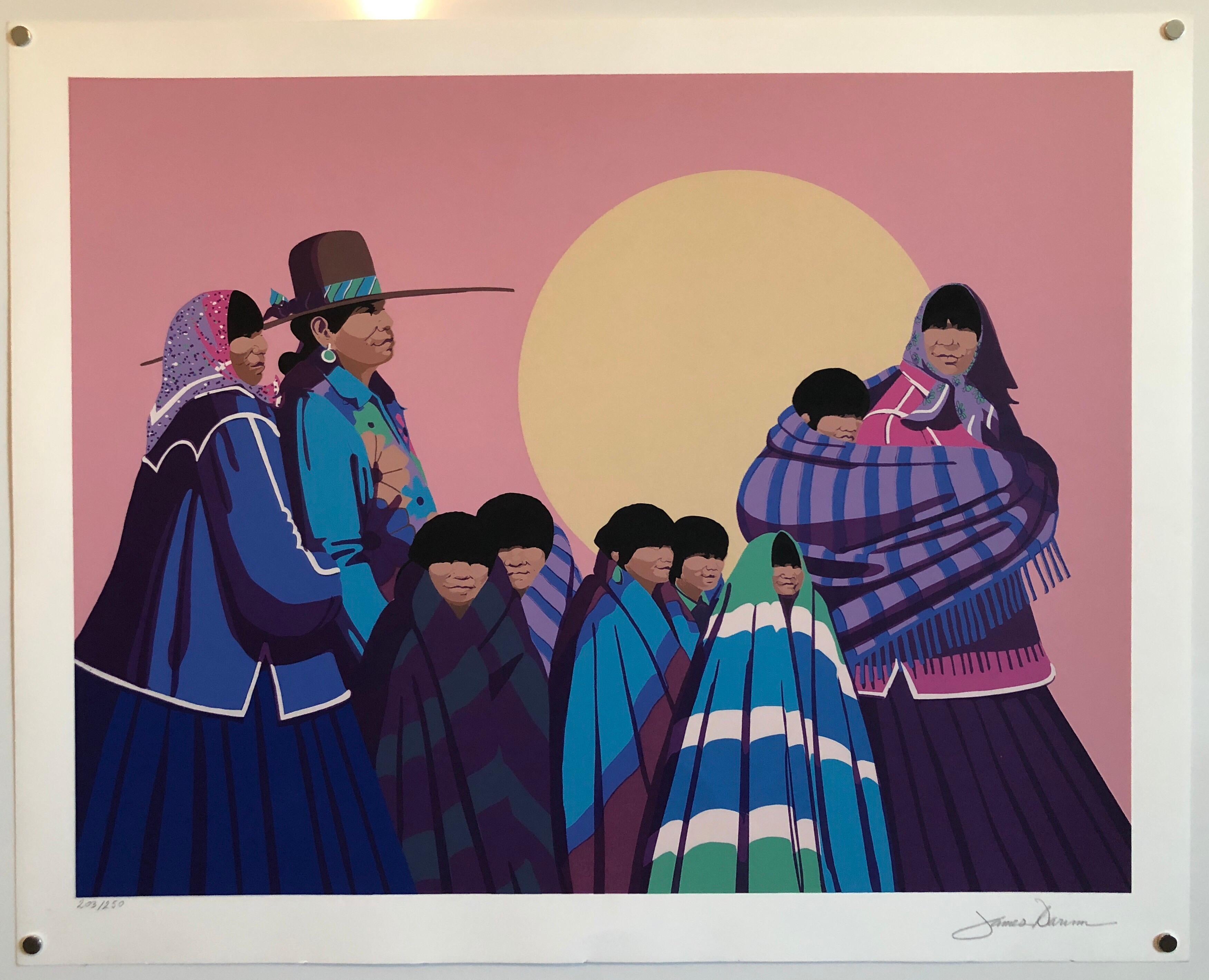 Native American Indian Family, Old Southwest Silkscreen Lithograph James Darum 2