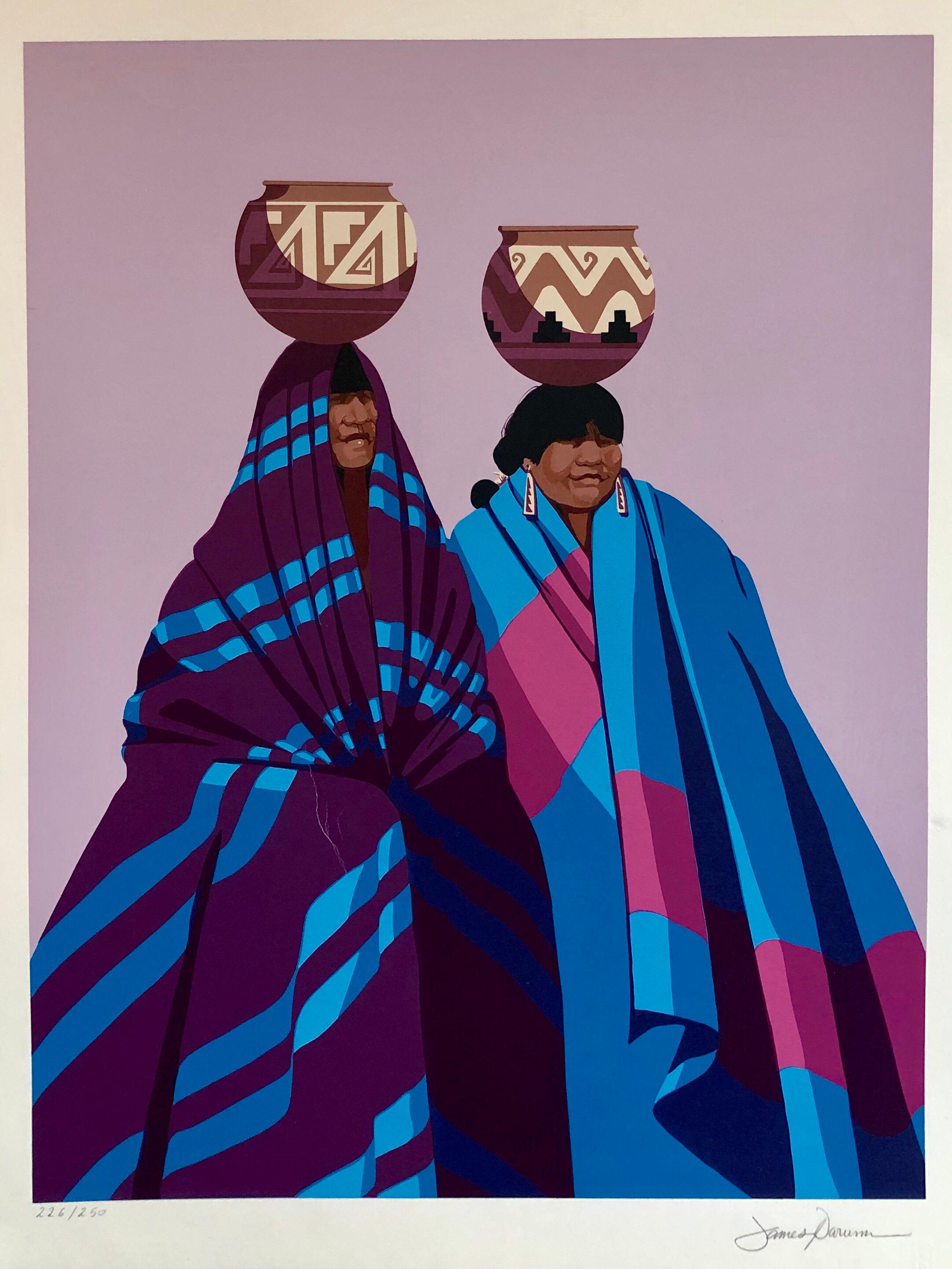 Native American Indian Family, Old Southwest Silkscreen Serigraph James Darum 3