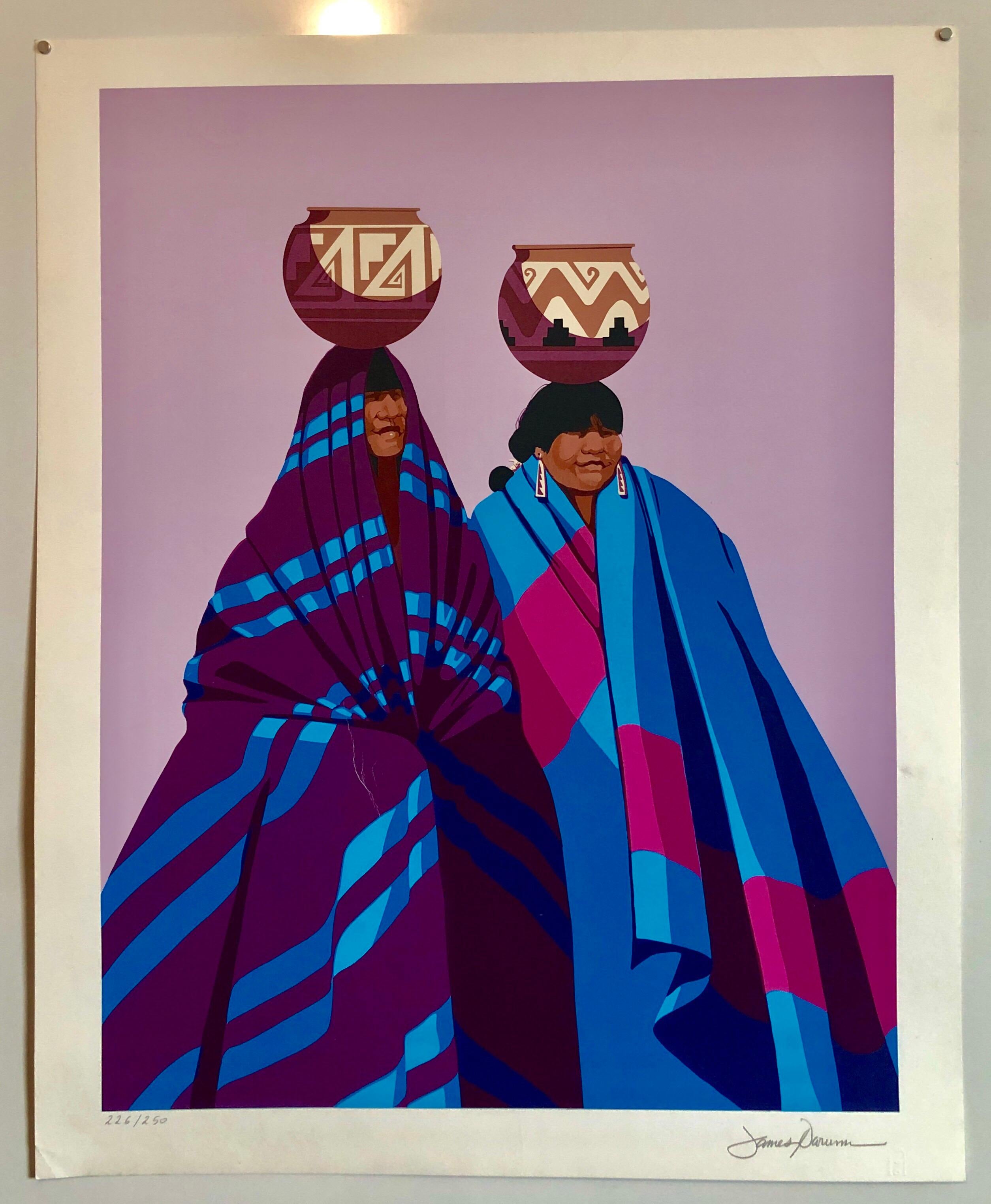 Native American Indian Family, Old Southwest Silkscreen Serigraph James Darum 4