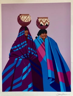 Native American Indian Family, Old Southwest Silkscreen Serigraph James Darum