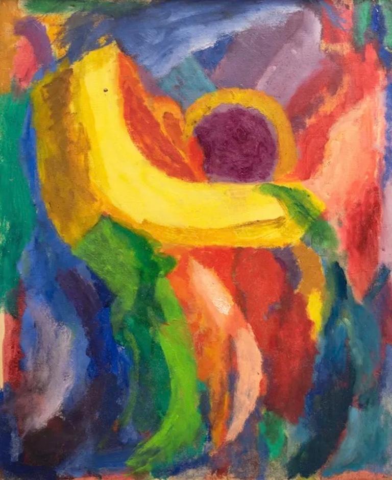Abstract Painting di James Daugherty - "Astrazione" Astratto americano della metà del XX secolo  Modernista in campo cromatico degli anni '60