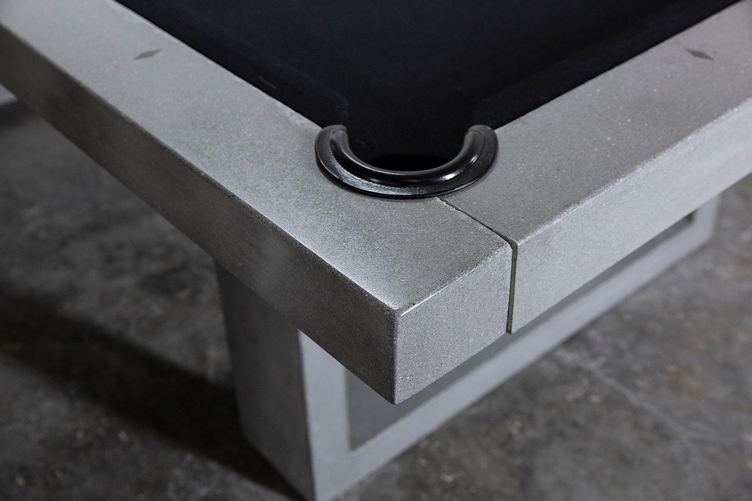 Brutalist James de Wulf 7' Concrete Pool Table and Cue Rack, Available Now