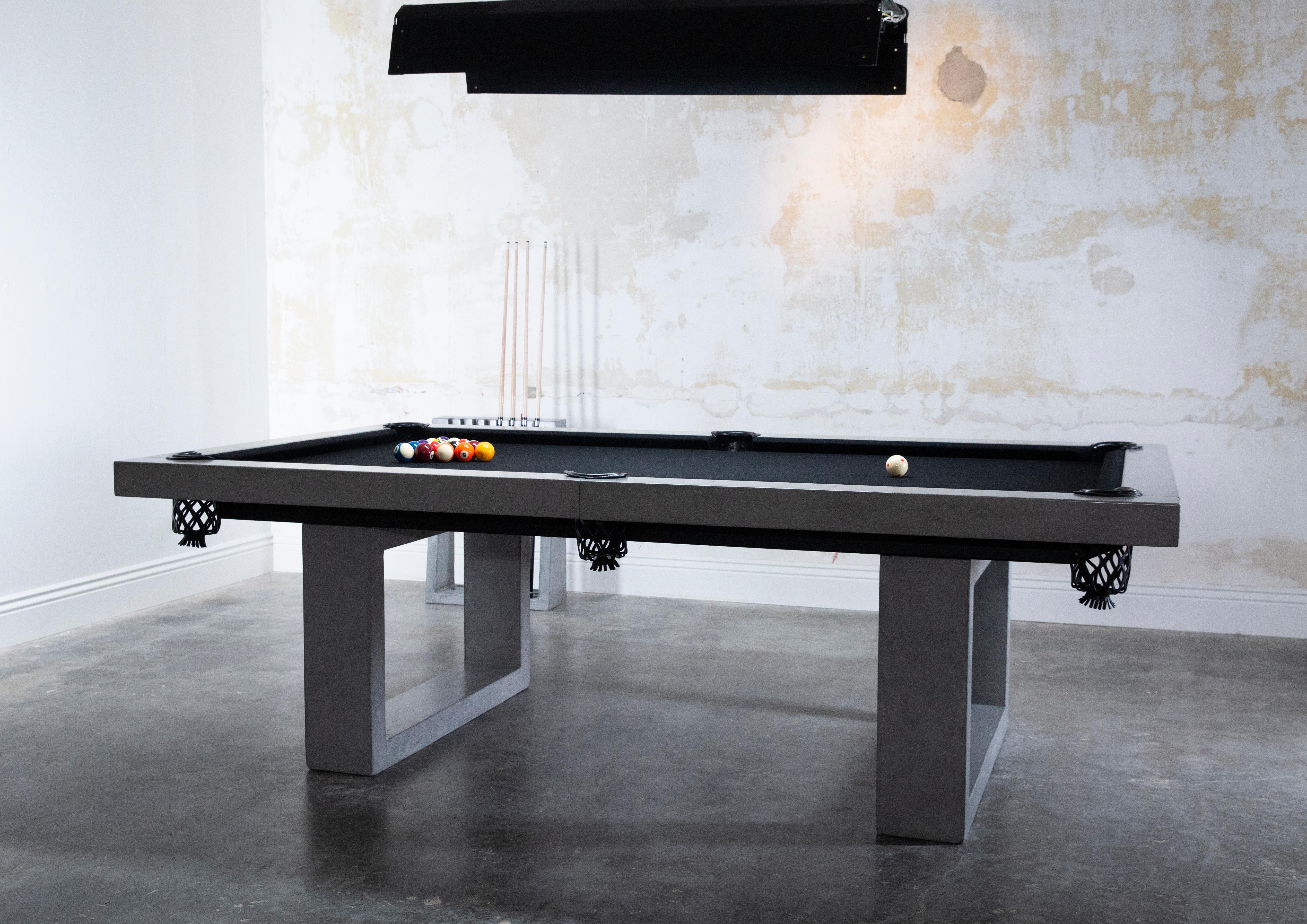 American James de Wulf 7' Concrete Pool Table and Cue Rack, Available Now