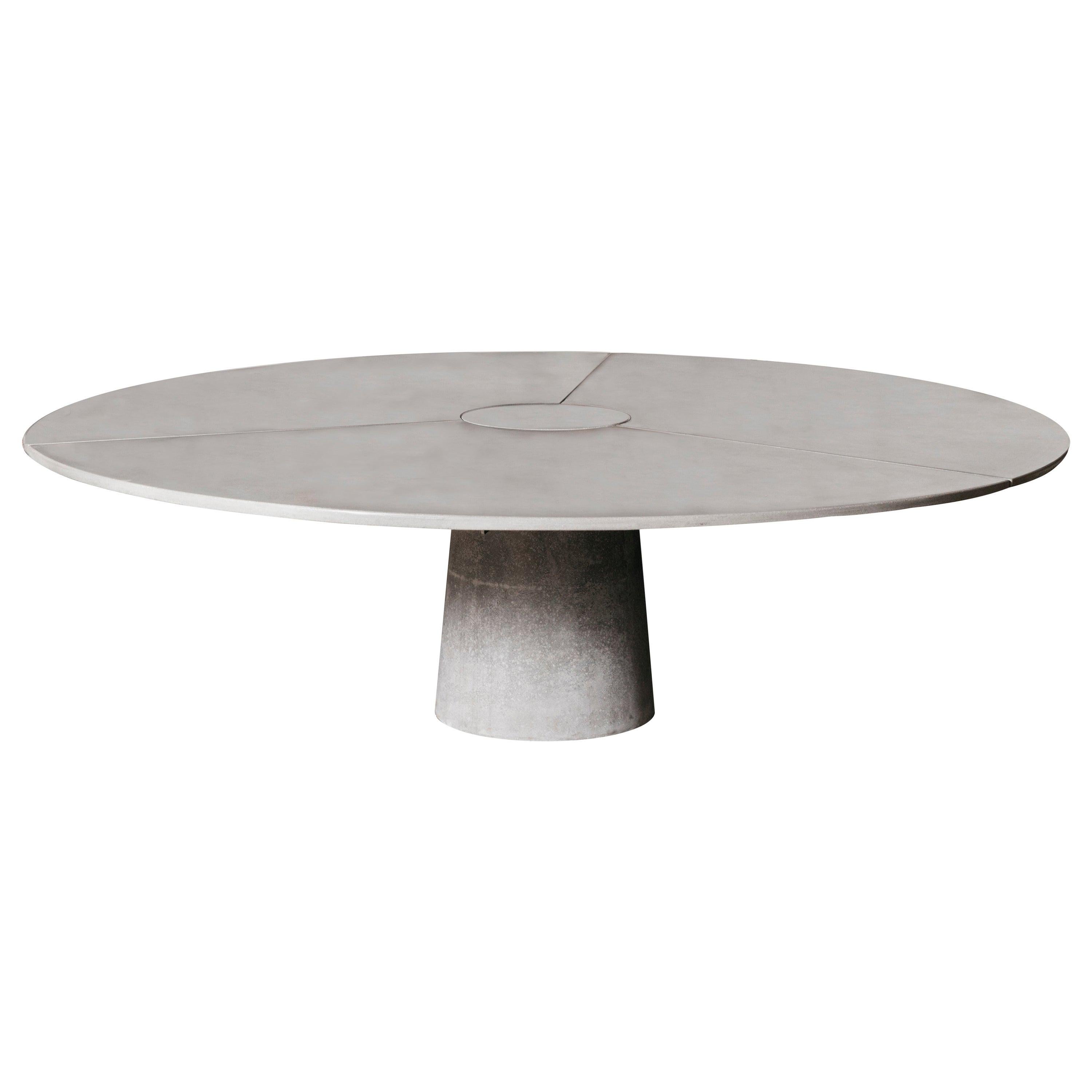 3-teiliger runder Tisch mit Verschluss aus Beton von James de Wulf, 120"