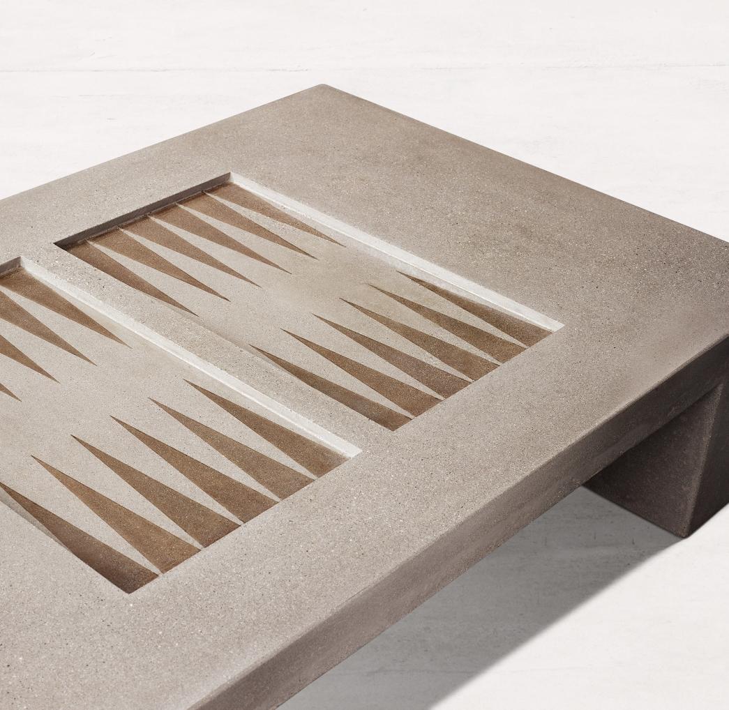 Contemporary James de Wulf Concrete Backgammon Coffee Table For Sale