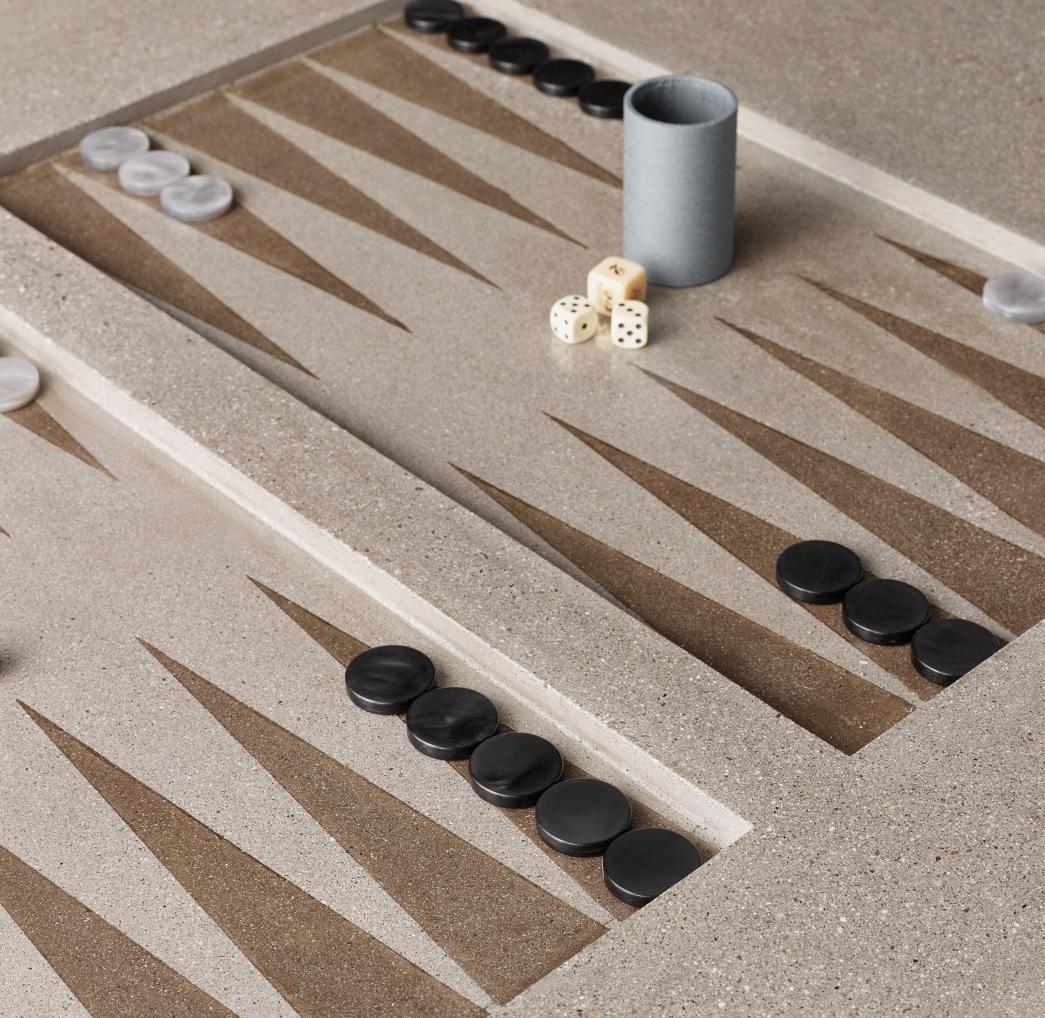 Brutalist James de Wulf Concrete Backgammon Coffee Table For Sale