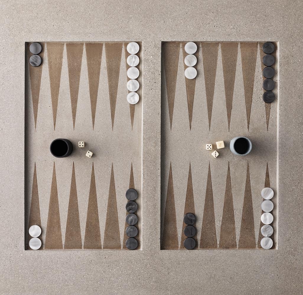 James de Wulf Concrete Backgammon Coffee Table In New Condition For Sale In Los Angeles, CA
