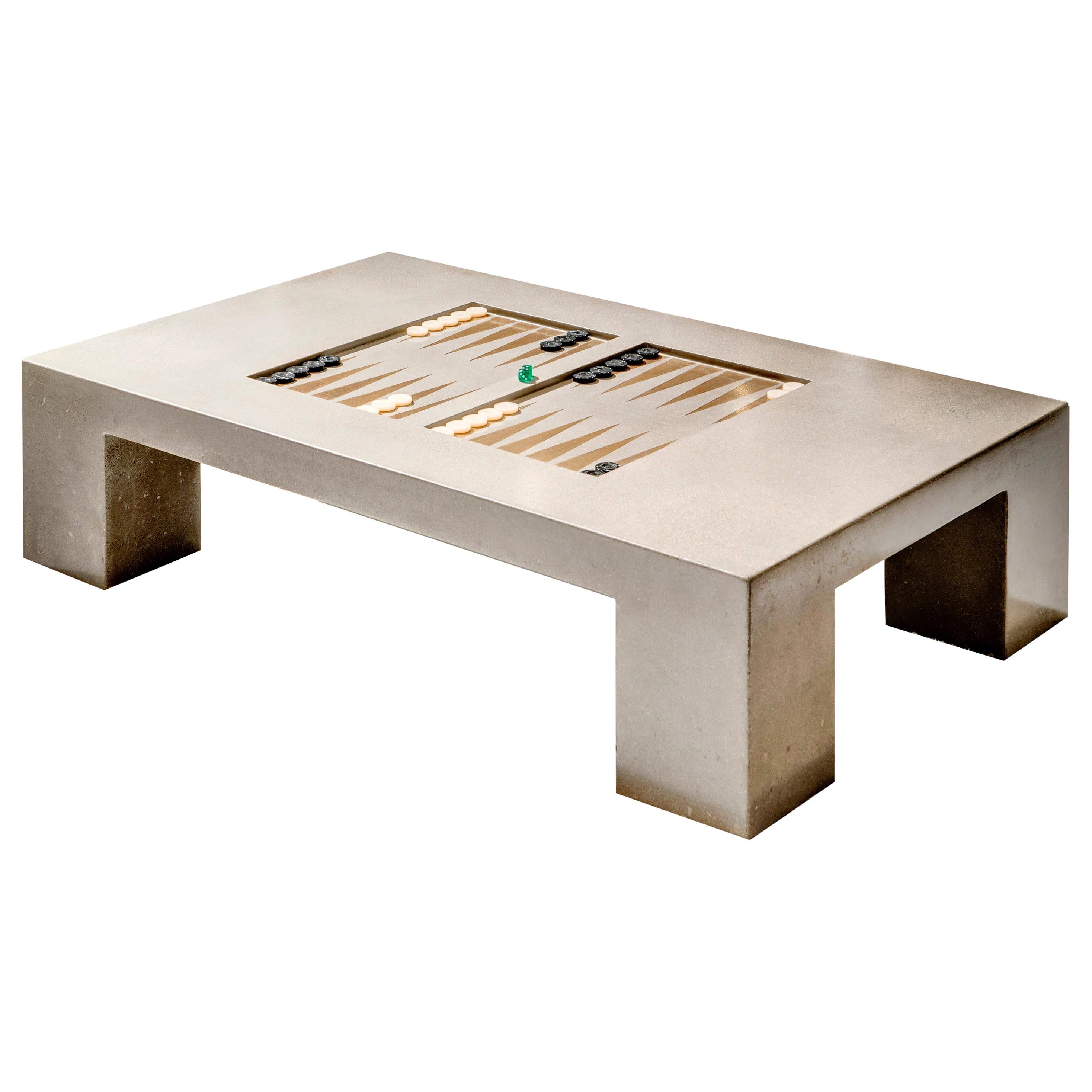 James de Wulf Concrete Backgammon Coffee Table For Sale