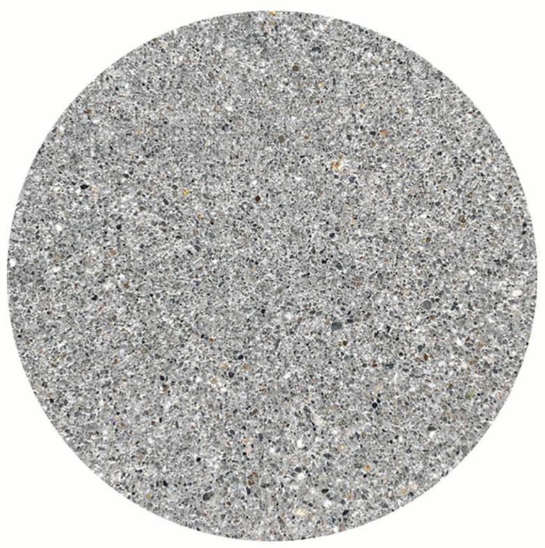 James de Wulf Concrete color samples in light grey, natural, dark grey, black, and creamy white.