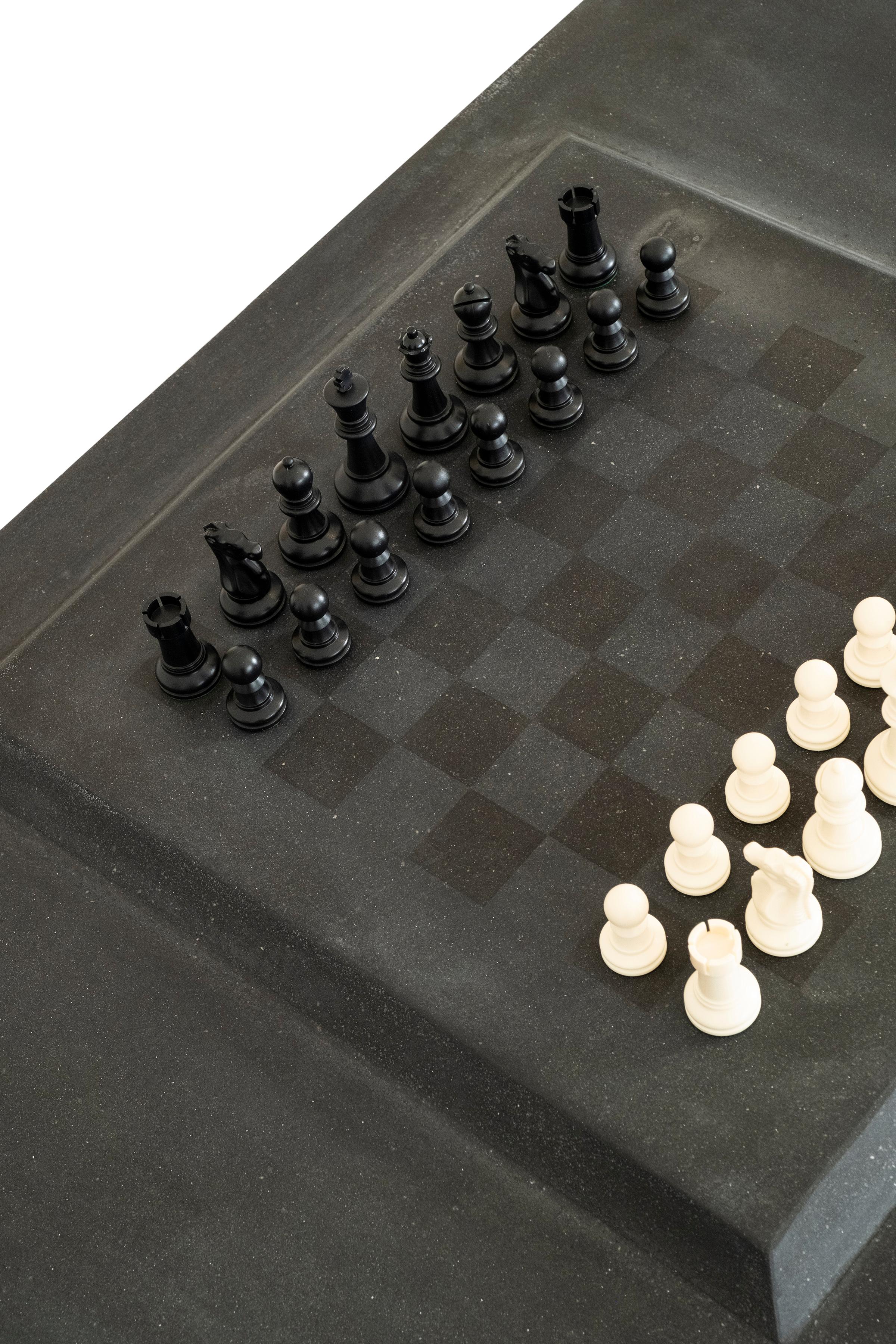 American James de Wulf Concrete Deco Chess Table For Sale