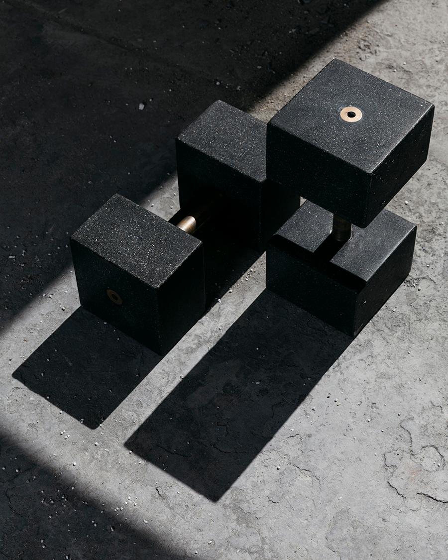 Minimalist James de Wulf Concrete Dumbbell Set For Sale