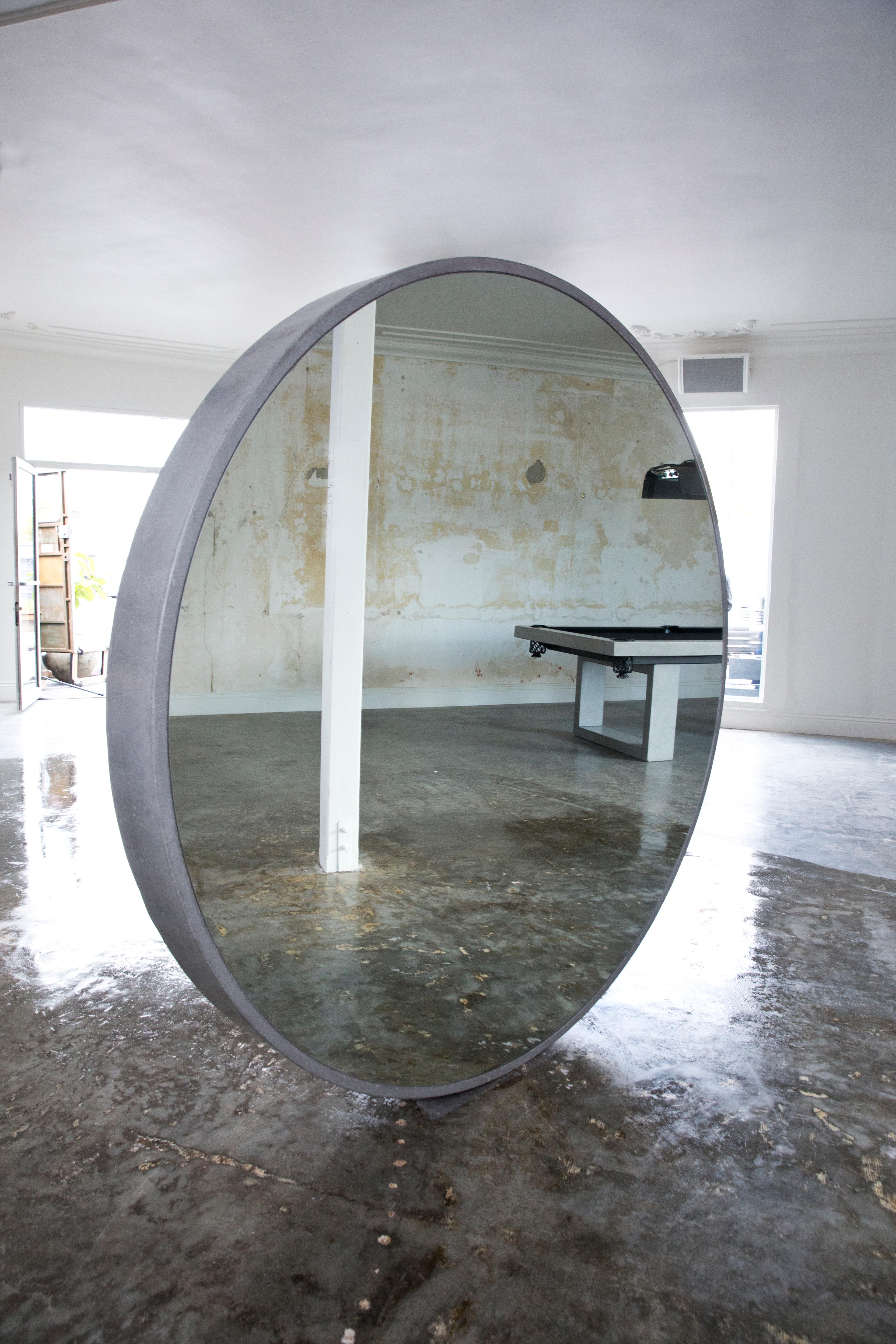 Brutalist James de Wulf Concrete Standing Mirror For Sale