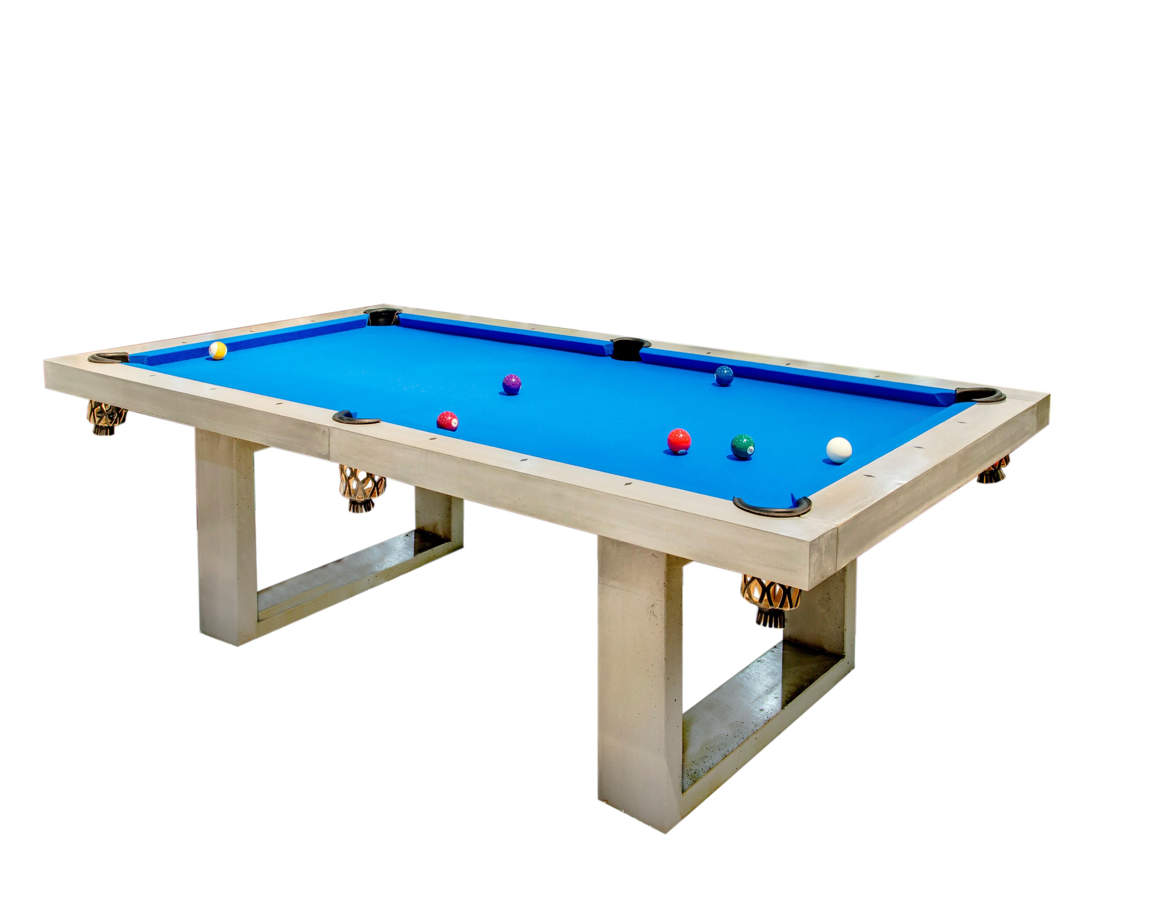 Brutalist James de Wulf Custom Concrete Pool Table, Premium Finish For Sale