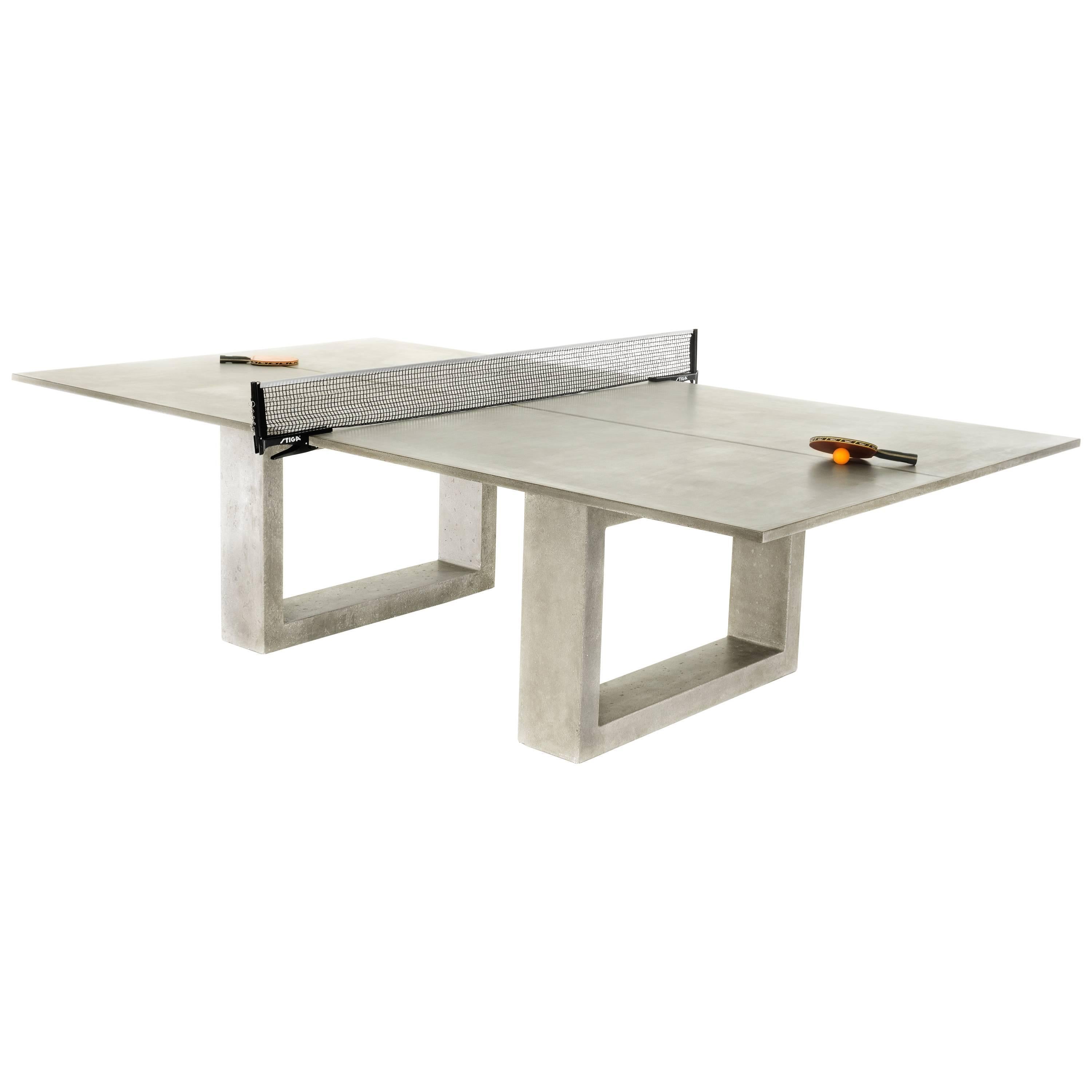 James de Wulf Vue Concrete Ping Pong Table, Stainless Steel Base