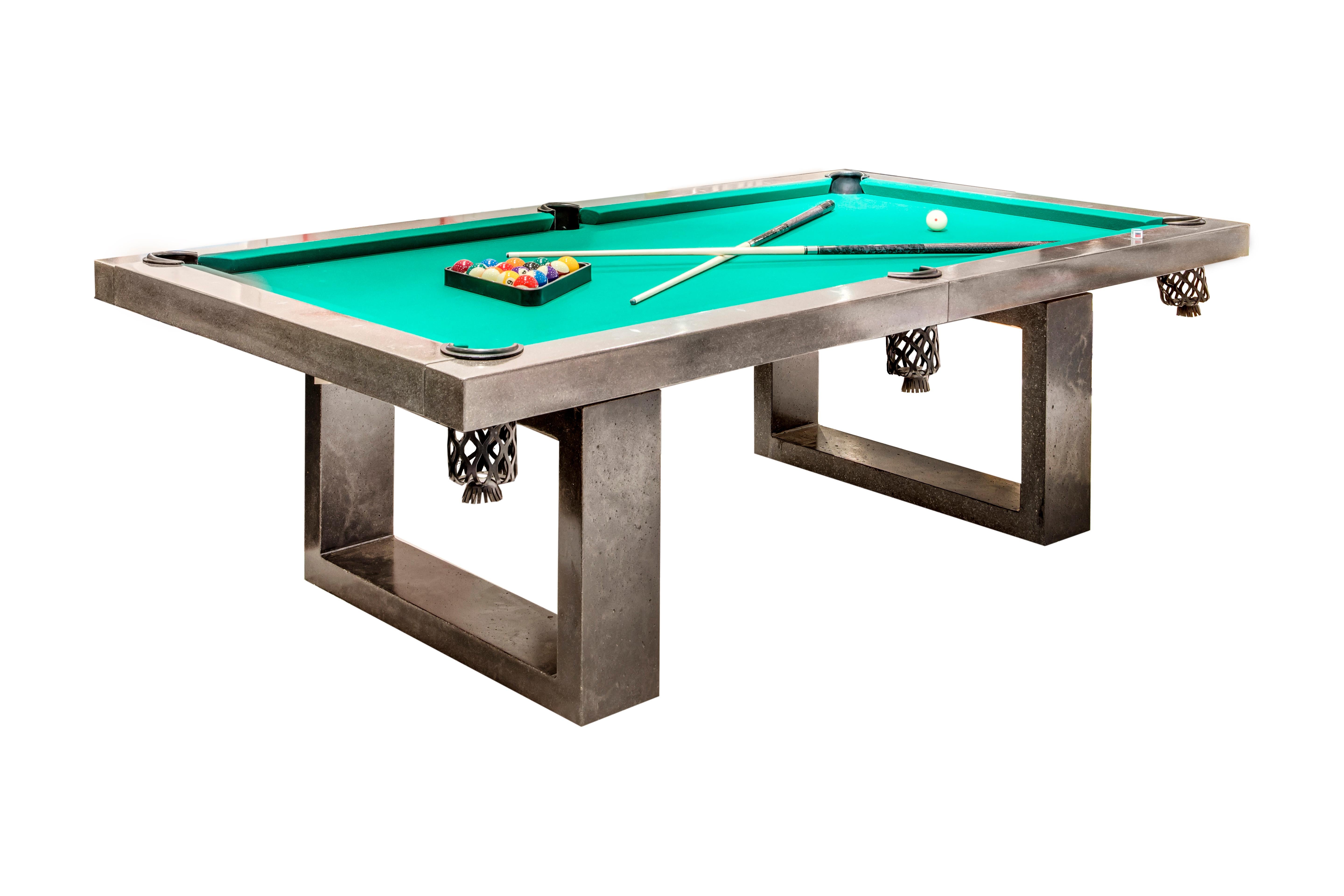 Polished James de Wulf Custom Concrete Pool Table, Available Now For Sale