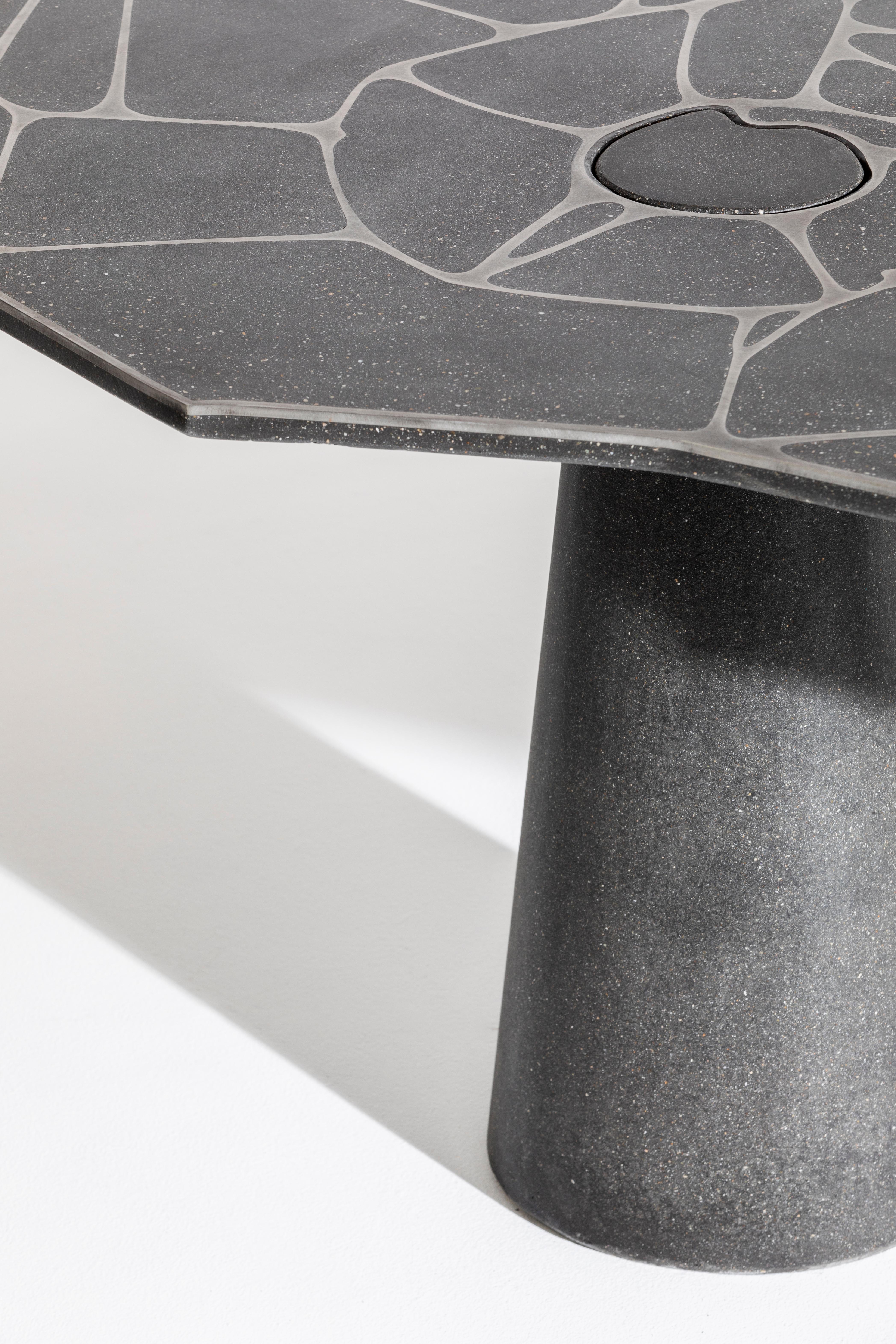 The EXO series is an exploration of nature's growth patterns on design materials, to understand the perfect structure of exoskeleton. The project was conceived from a culmination from James de Wulf's 17 years of concrete knowledge; from the gravity